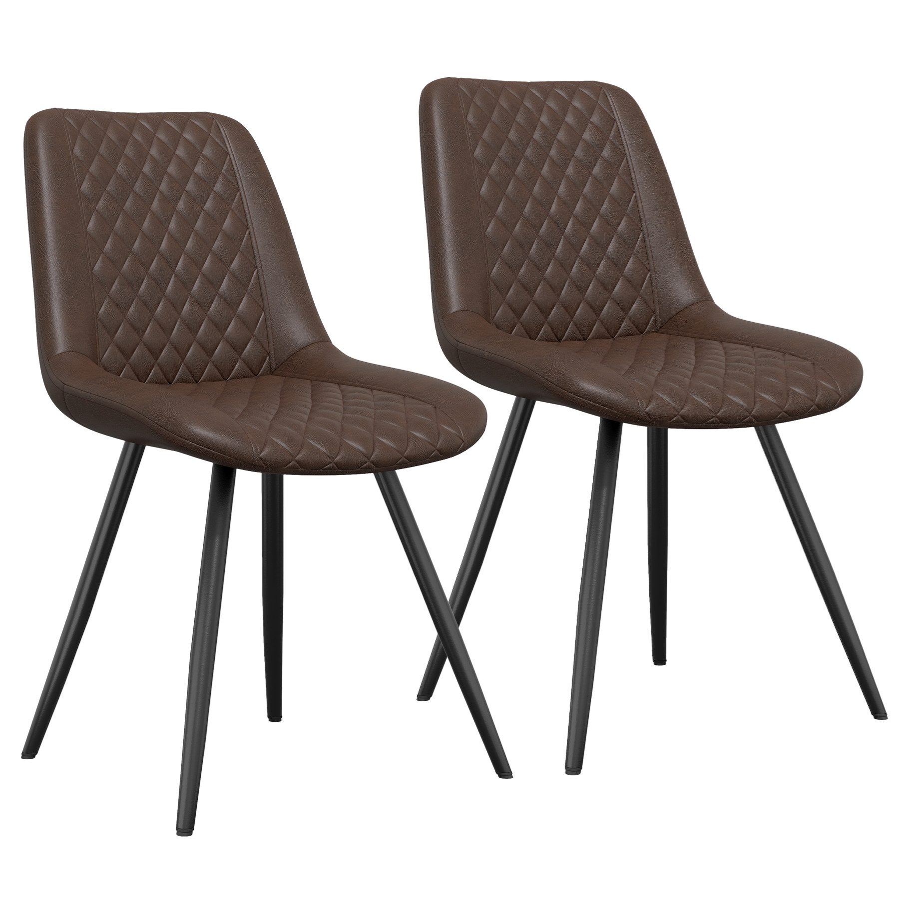 Esszimmerstuhl Set of 2 Kunstleder Polsterstuhl mit Rückenlehne