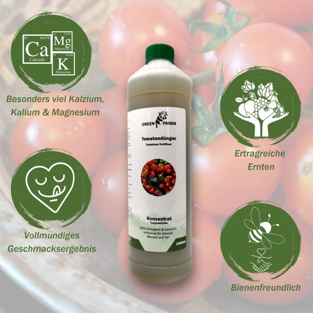 GreenPanda Tomatendünger Bio Calciumdünger für Tomaten - Verbessert Ernte & Geschmack!, Flasche, 1-St., 1 Liter Pflanzenstärkungsmittel!
