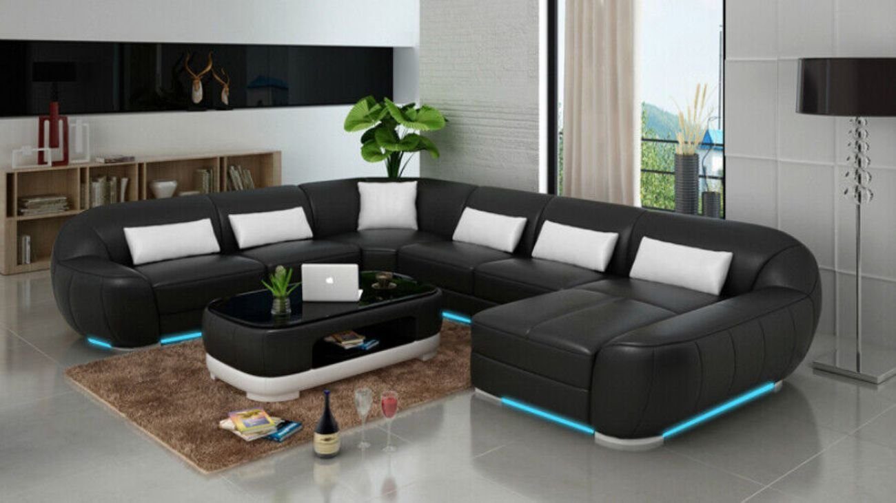 Eck Design Leder USB Wohnlandschaft Ecksofa Moderne JVmoebel Sofa Garnitur Ecke