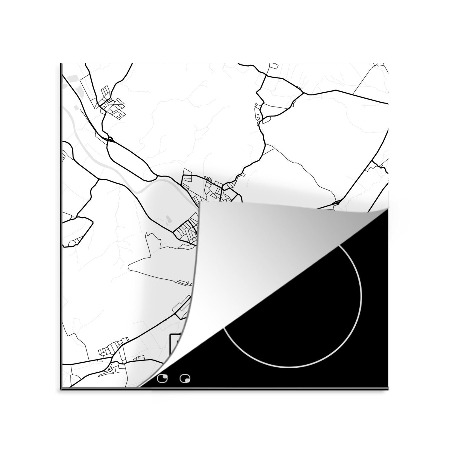 Vinyl, 78x78 (1 cm, Karte Karte - MuchoWow tlg), - Stadtplan, küche Arbeitsplatte Hameln Herdblende-/Abdeckplatte Ceranfeldabdeckung, für -