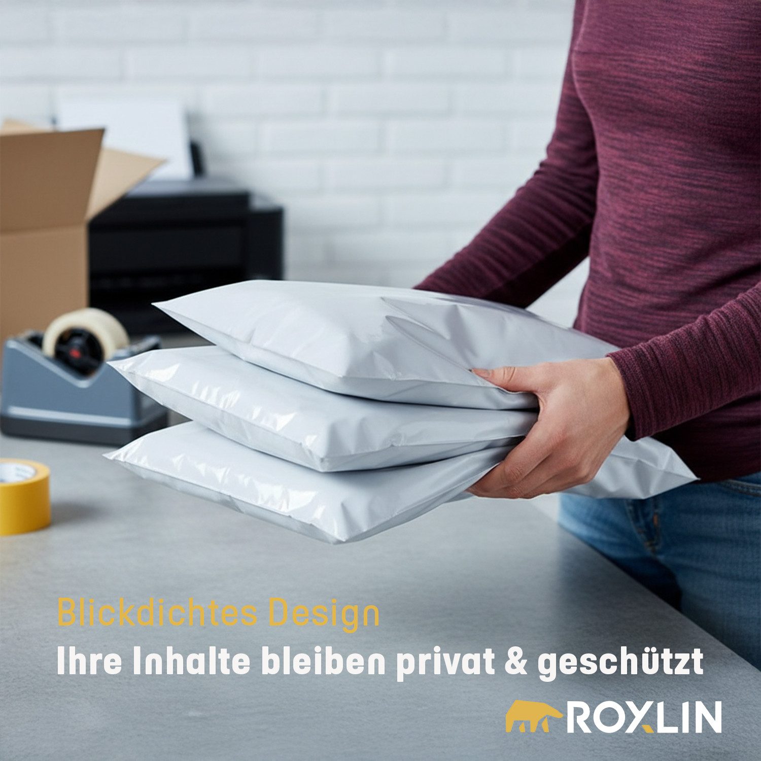 Roxlin Versandtasche ROXLIN Versandbeutel 25×35 cm – 100 Stück, wasserdicht & reißfest – Bild 2 von 5