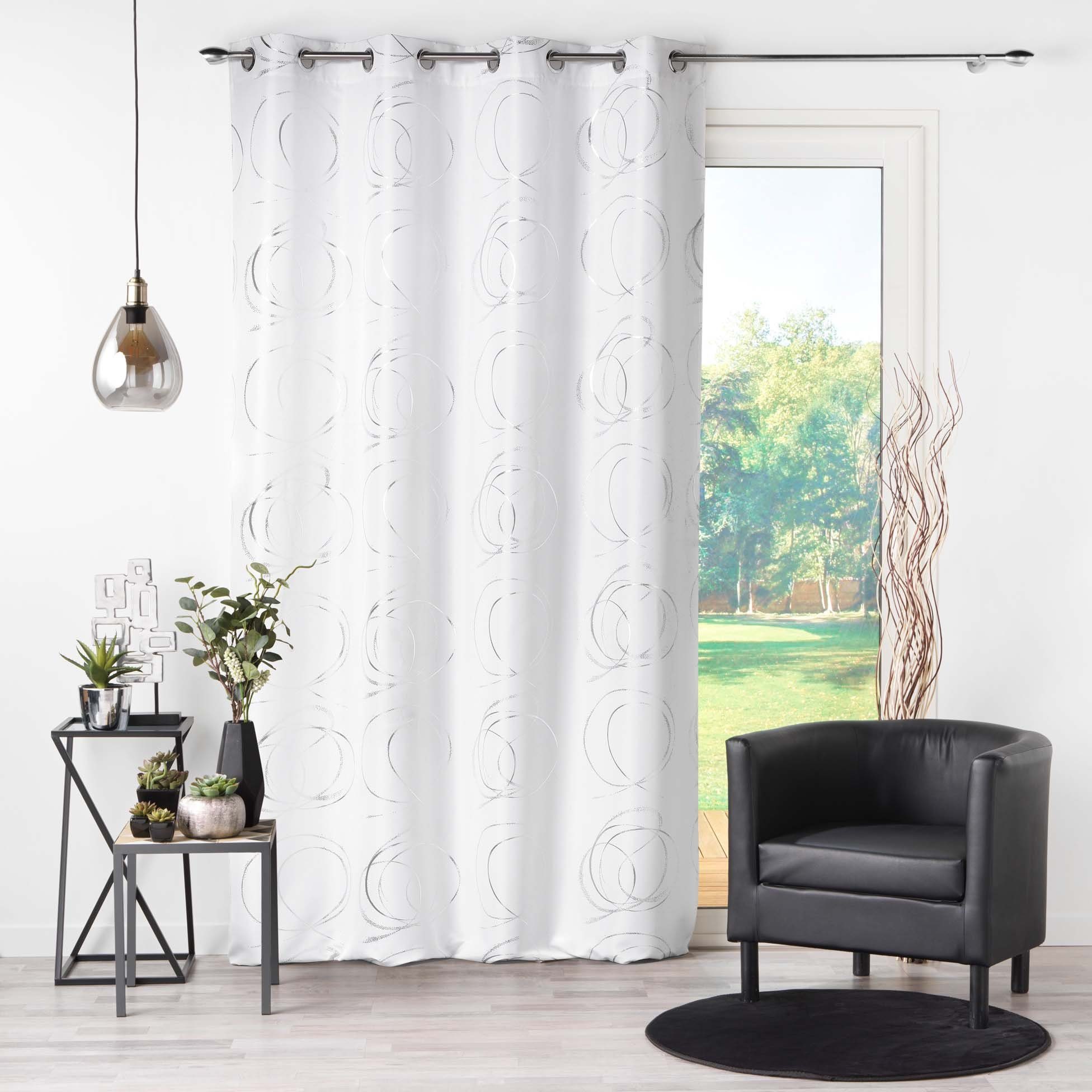 Vorhang, dynamic24, Ösen, halbtransparent, Ösenschal 140x260cm Gardine Schal bedruckt halbtransparent weiß weiss