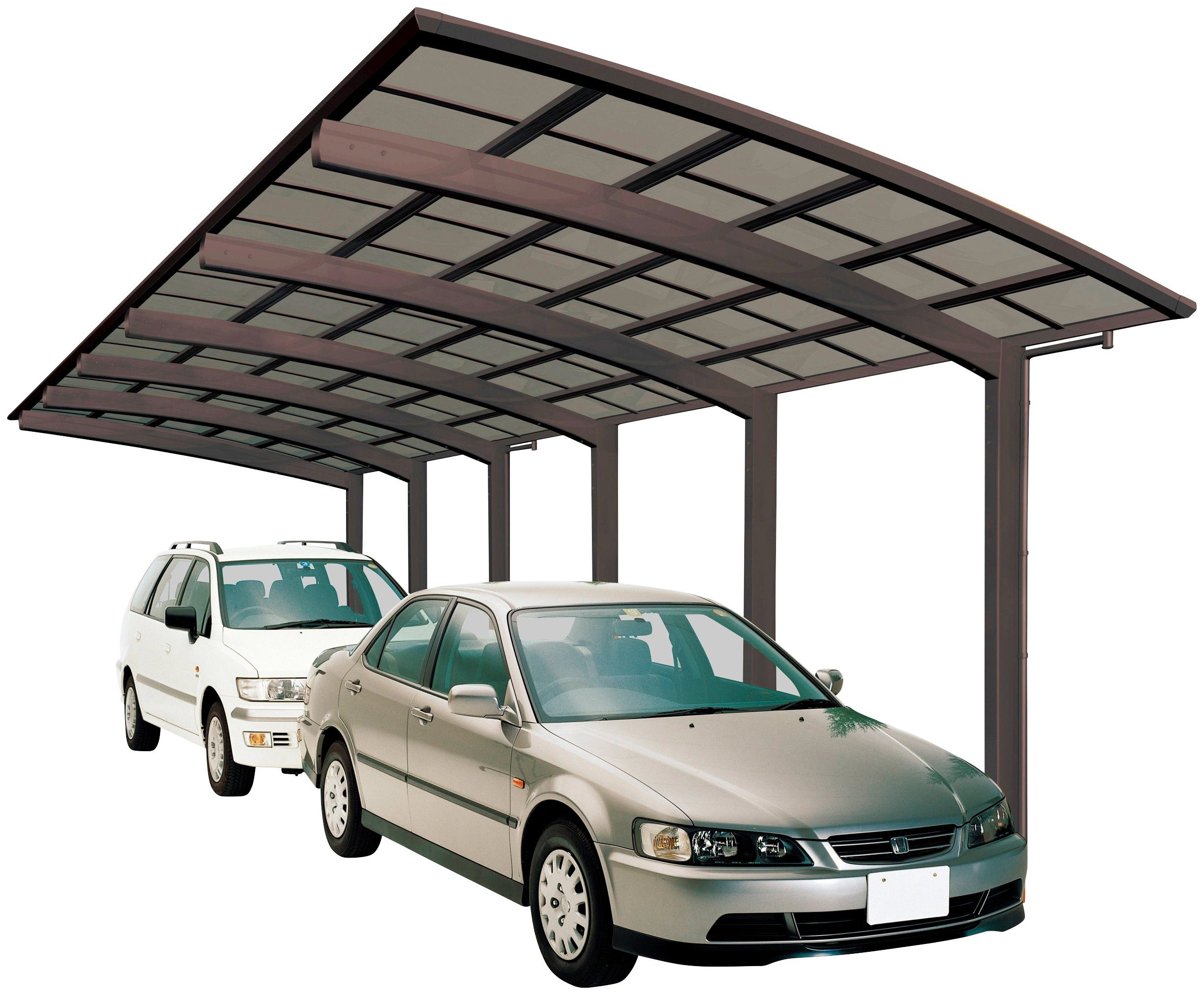 Ximax Doppelcarport Portoforte Typ 110 Tandem-mattbraun, BxT: 270x983 cm, 240 cm Einfahrtshöhe, Aluminium | Carports