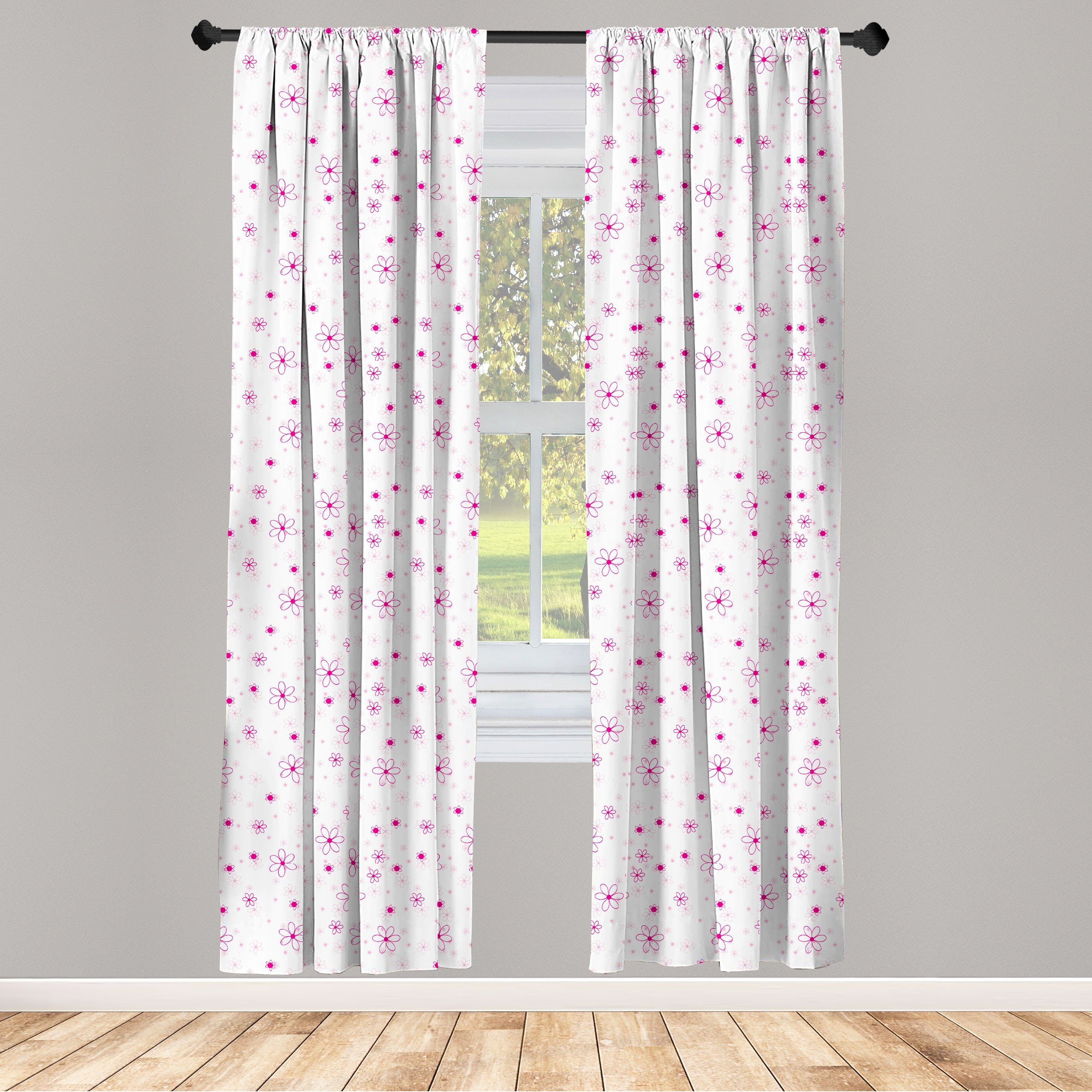 Gardine Vorhang für Wohnzimmer Schlafzimmer Dekor, Abakuhaus, Microfaser, Frühling Muster mit Blumen