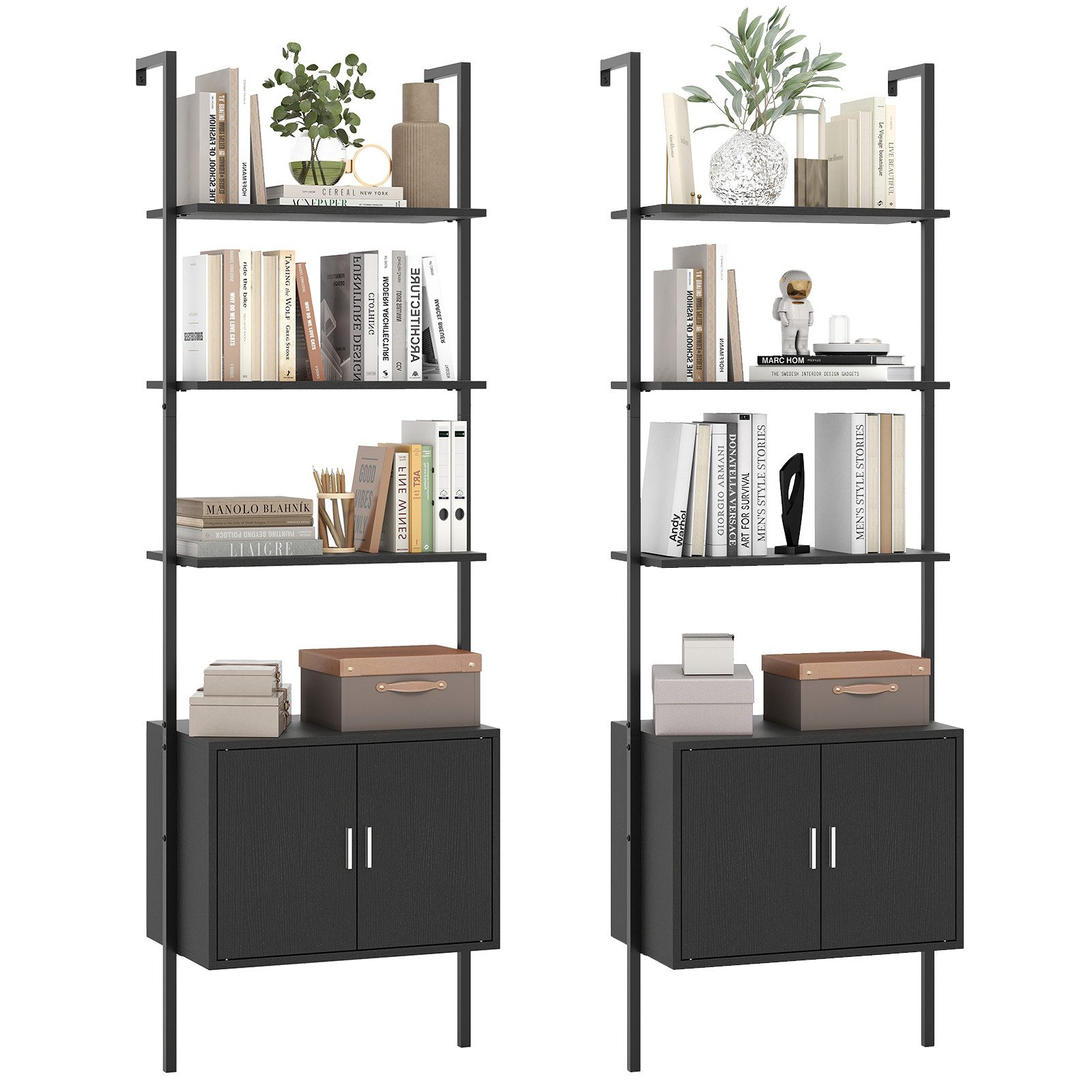 COSTWAY Bücherregal, 5-stöckiges Leiterregal mit Schrank, günstig online kaufen