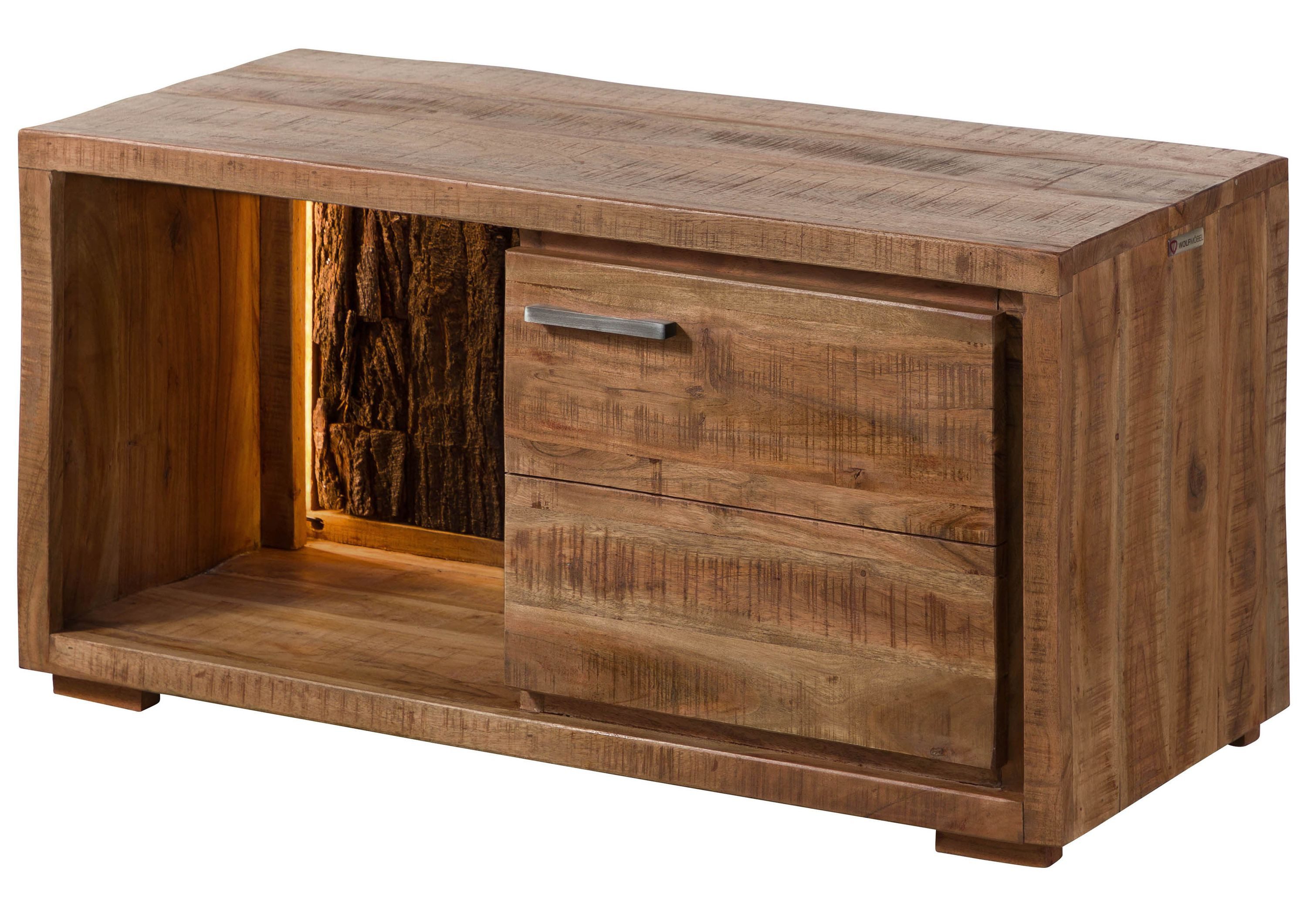 Massivmoebel24 Kommode BARK (Massivholz), Akazie 88x40x45 natur lackiert BARK #124