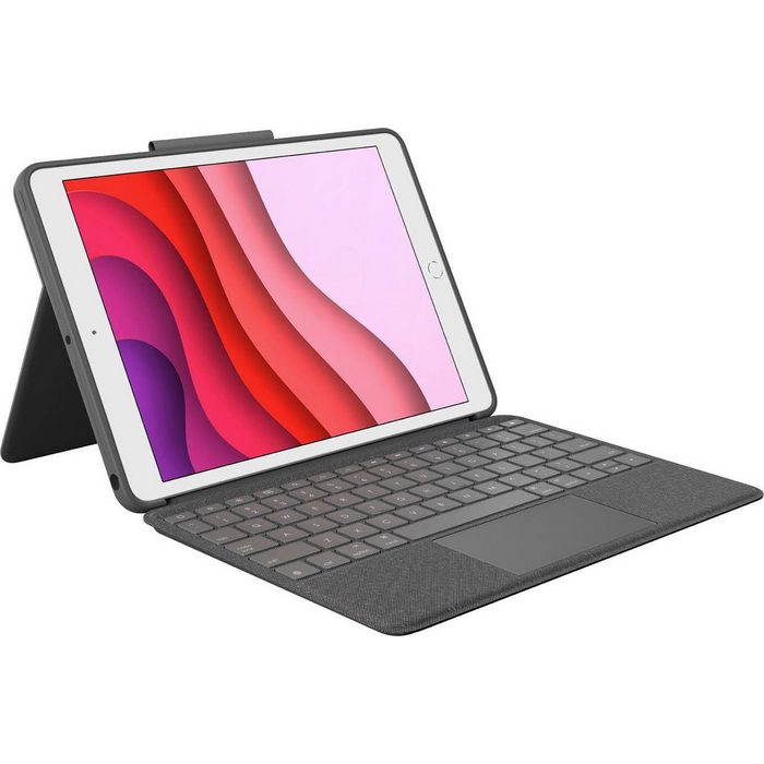 Logitech Combo Touch Case mit Trackpad für iPad (7. 8. und 9. Generation) ergonomische Tastatur