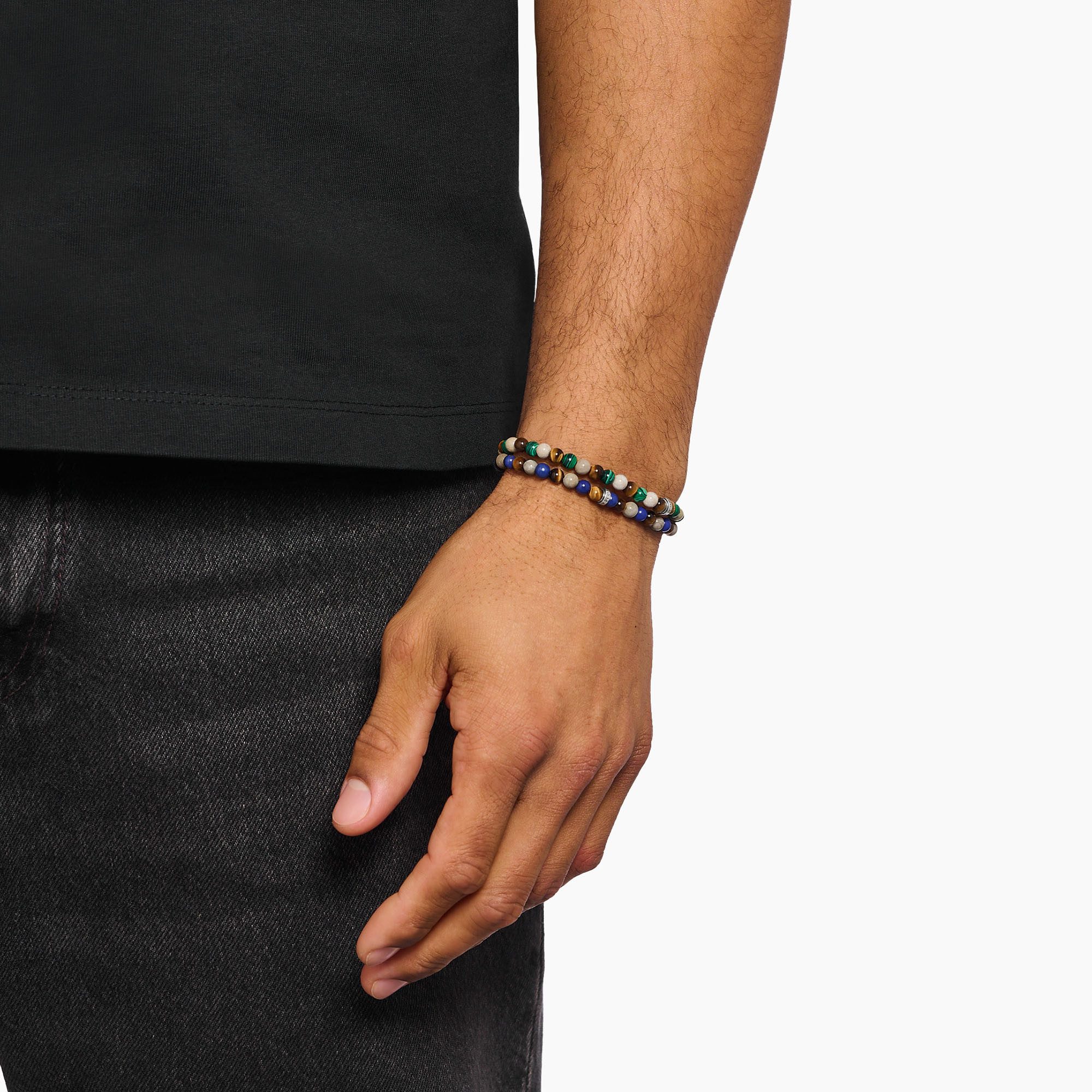 THOMAS SABO Armband Bead Armband, mit Lapislazuli-Imitat, Tigerauge, Jaspis