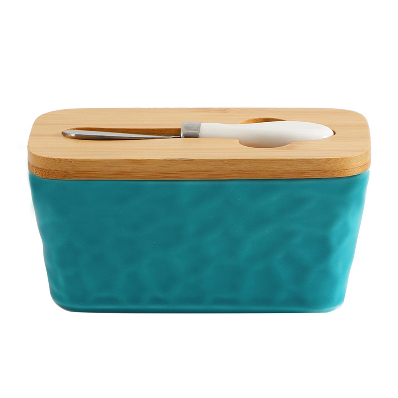 Jumpeak Butterdose butterdose keramik,butterdose porzellan,butterdose mit deckel,4 Farben, (Packung, Butterdose ausKeramik mit BambusundHolzdeckel (inklusiveButtermesser), küchen organizer,Küchenaufbewahrung,Inklusive Buttermesser,rechteckig