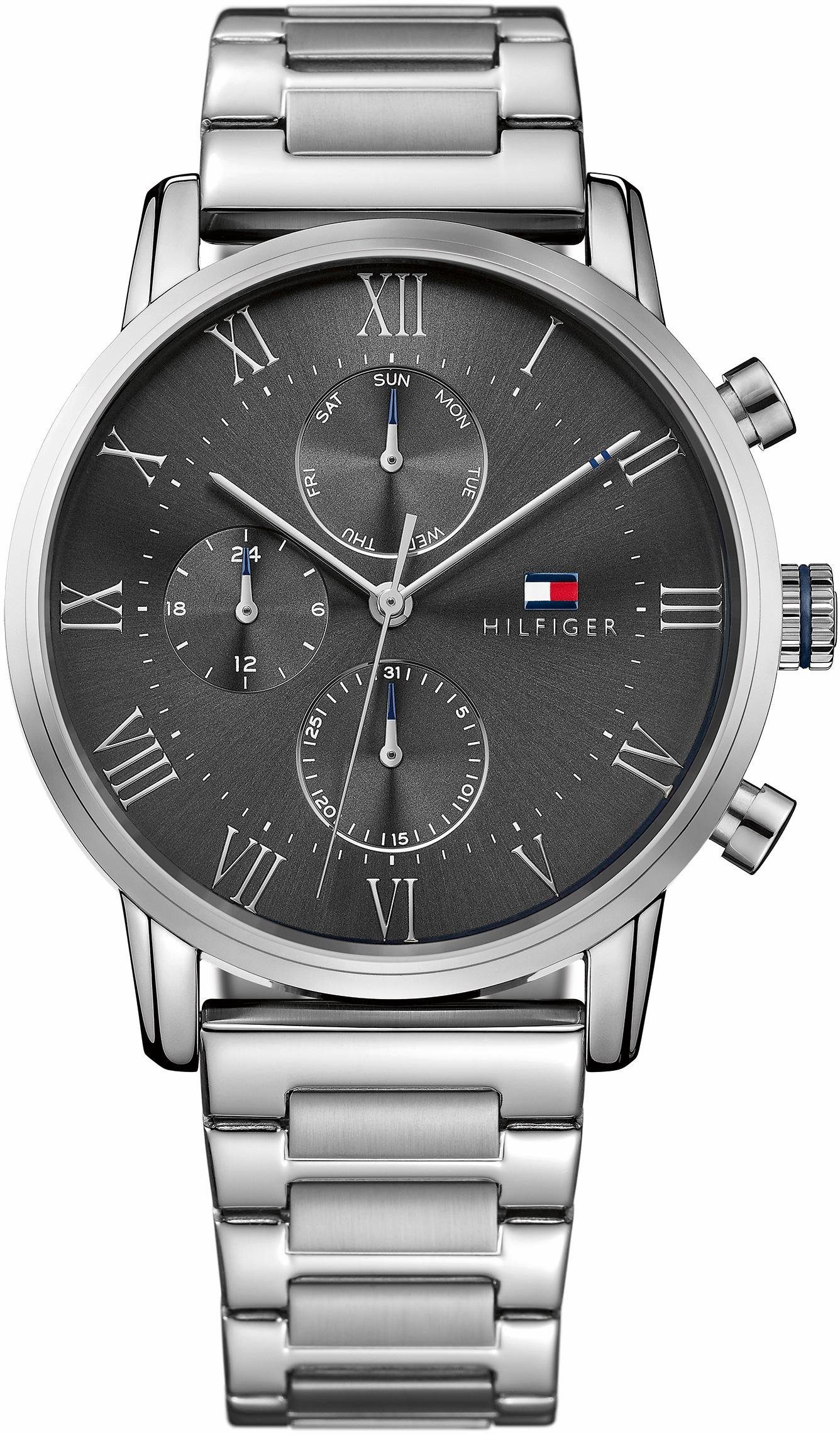 Tommy Hilfiger Multifunktionsuhr KANE 1791397, Quarzuhr, Armbanduhr, Herrenuhr, Datum, Edelstahlarmband