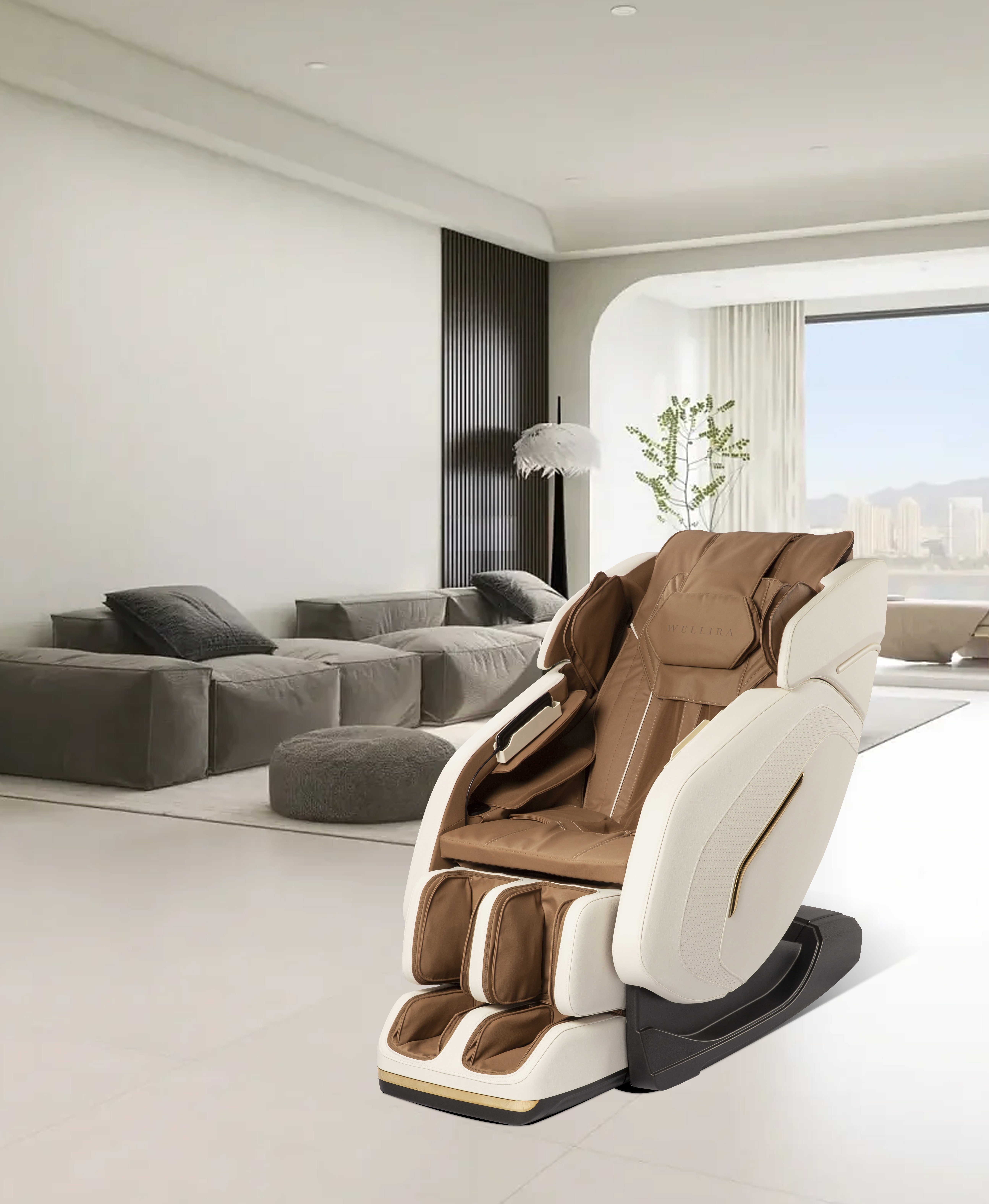 inkl. 3D-Massage, (Zero-Gravity CIGNO Lautsprecher, weiß WELLIRA Massagestuhl,mit Massagesessel & Wärmefunktion, braun Luftduckmassage, Timerfunktion),