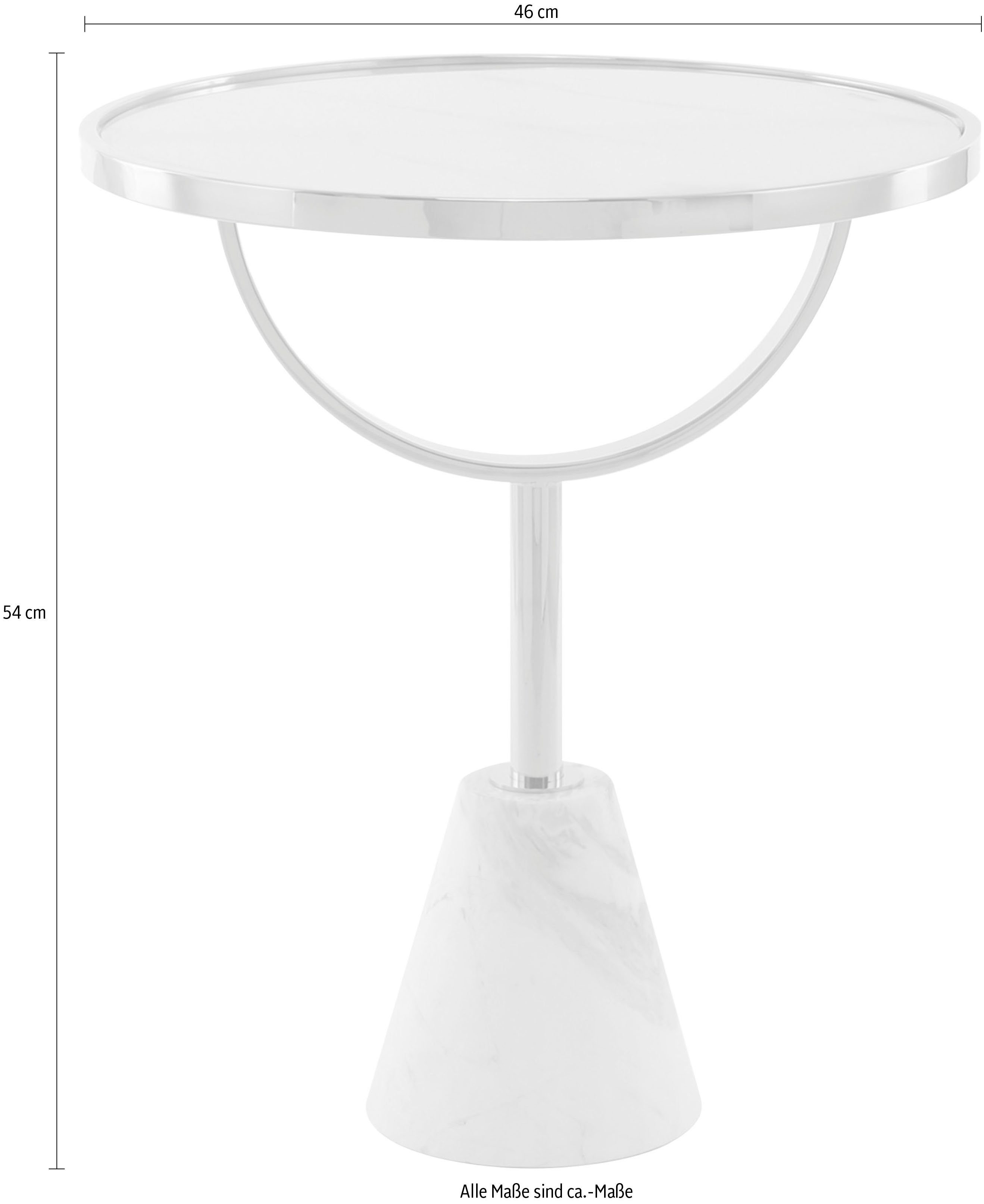 Kayoom Beistelltisch Rocio, Ausgefallenes Design,Stabiler Marmor-Sockel (1-St), ausgefallenes Gestell, stabiler Marmorfuß, marmorierte Glasplatte