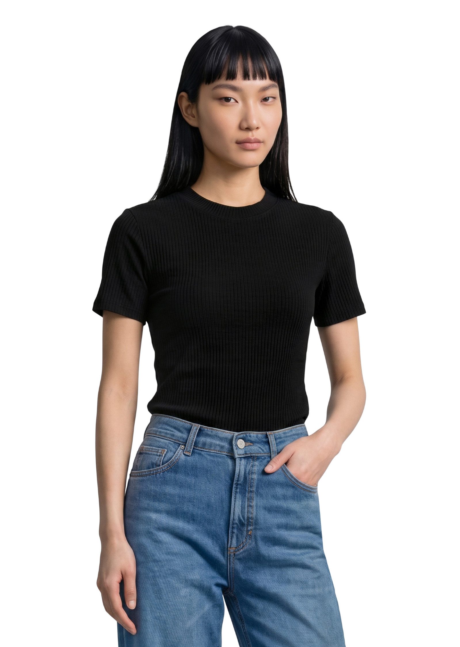 Marc O'Polo DENIM T-Shirt aus elastischem Bio-Baumwolle-Mix