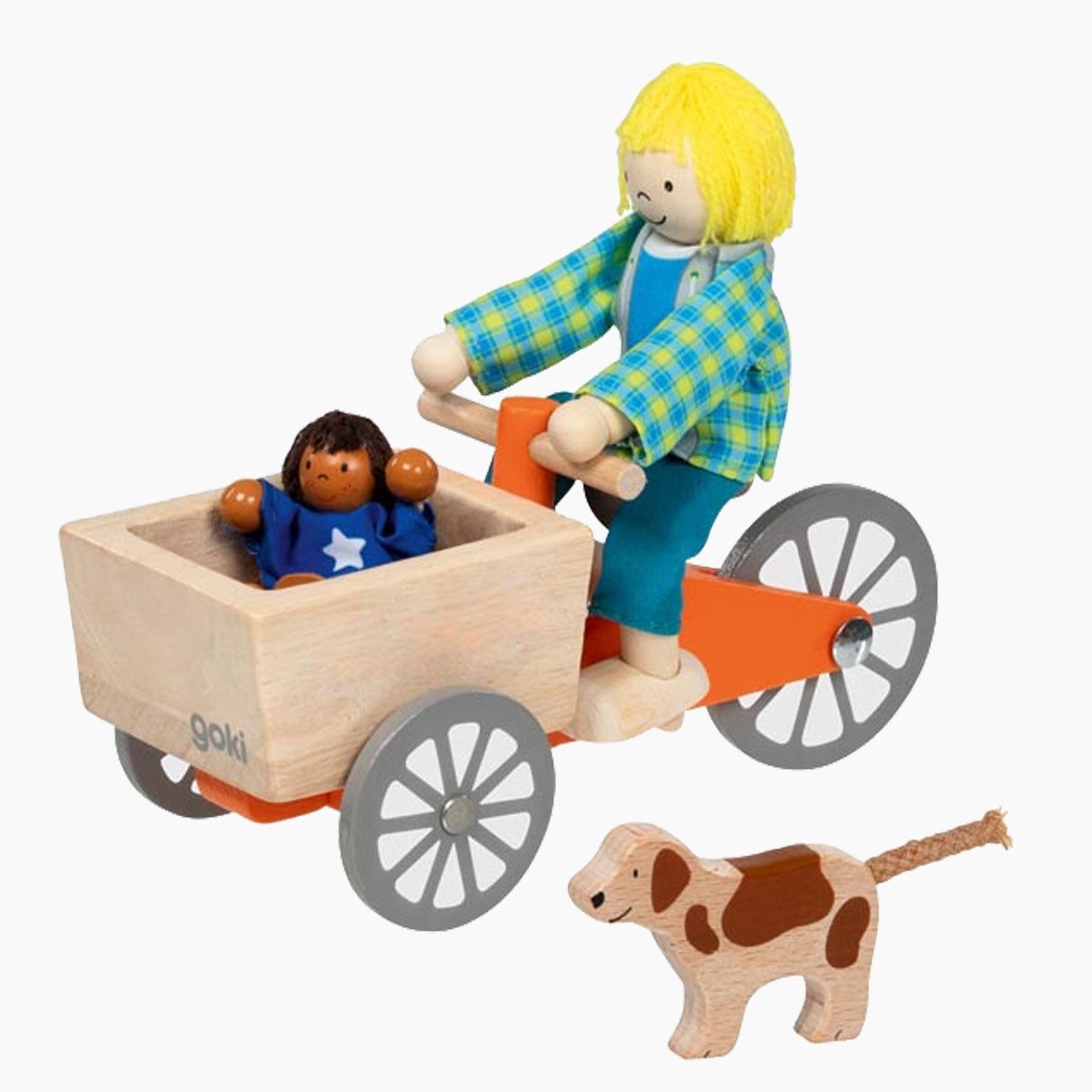 goki Biegepuppe Lastenfahrrad mit 2 Biegepuppen und Hund (Packung, 4-tlg., günstig online kaufen