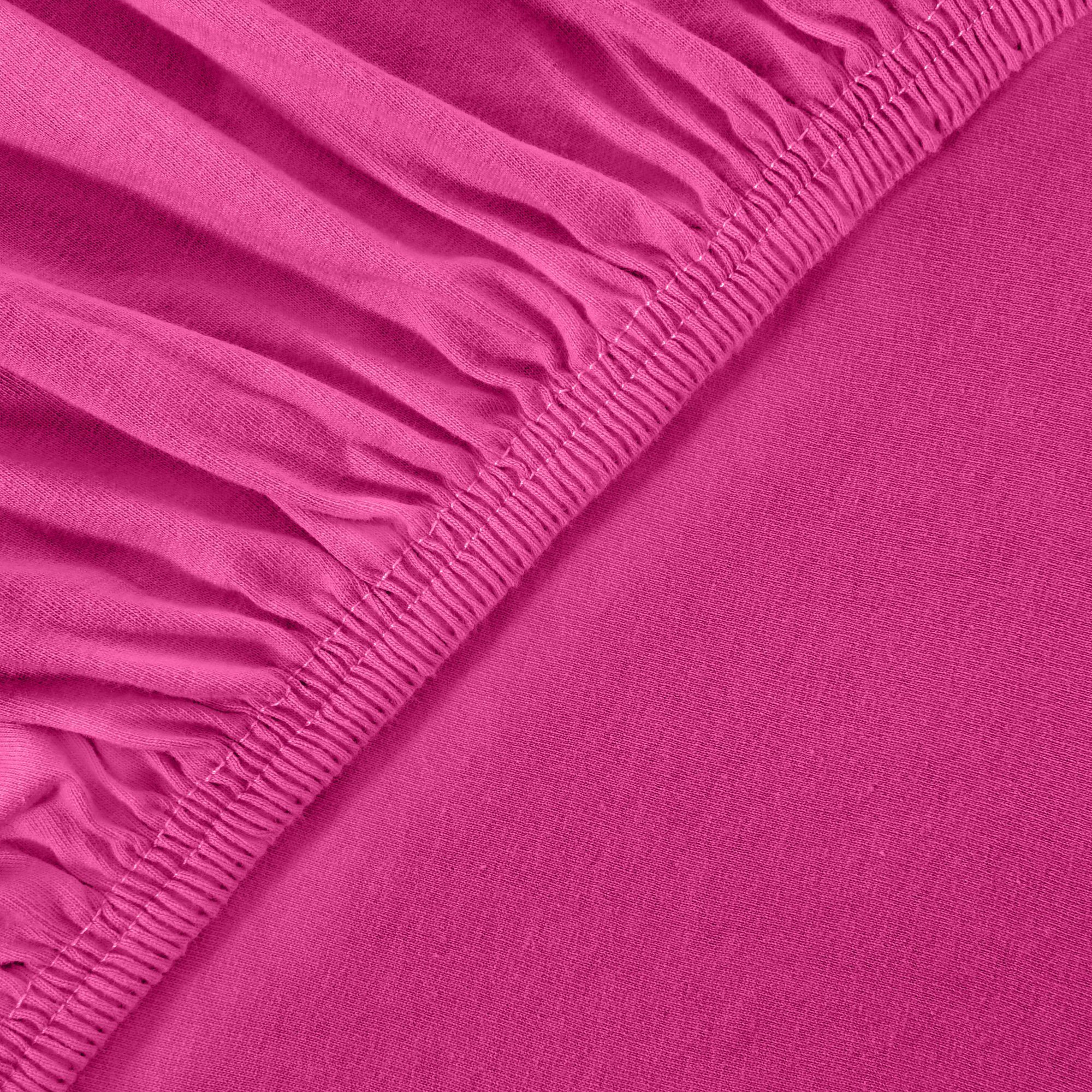 dehnbar, Magenta und & Pink rundum, diverse anschmiegsam leevitex®, 100% Spannbettlaken Größen Gummizug: Jersey, / Farben Classic Baumwolle,