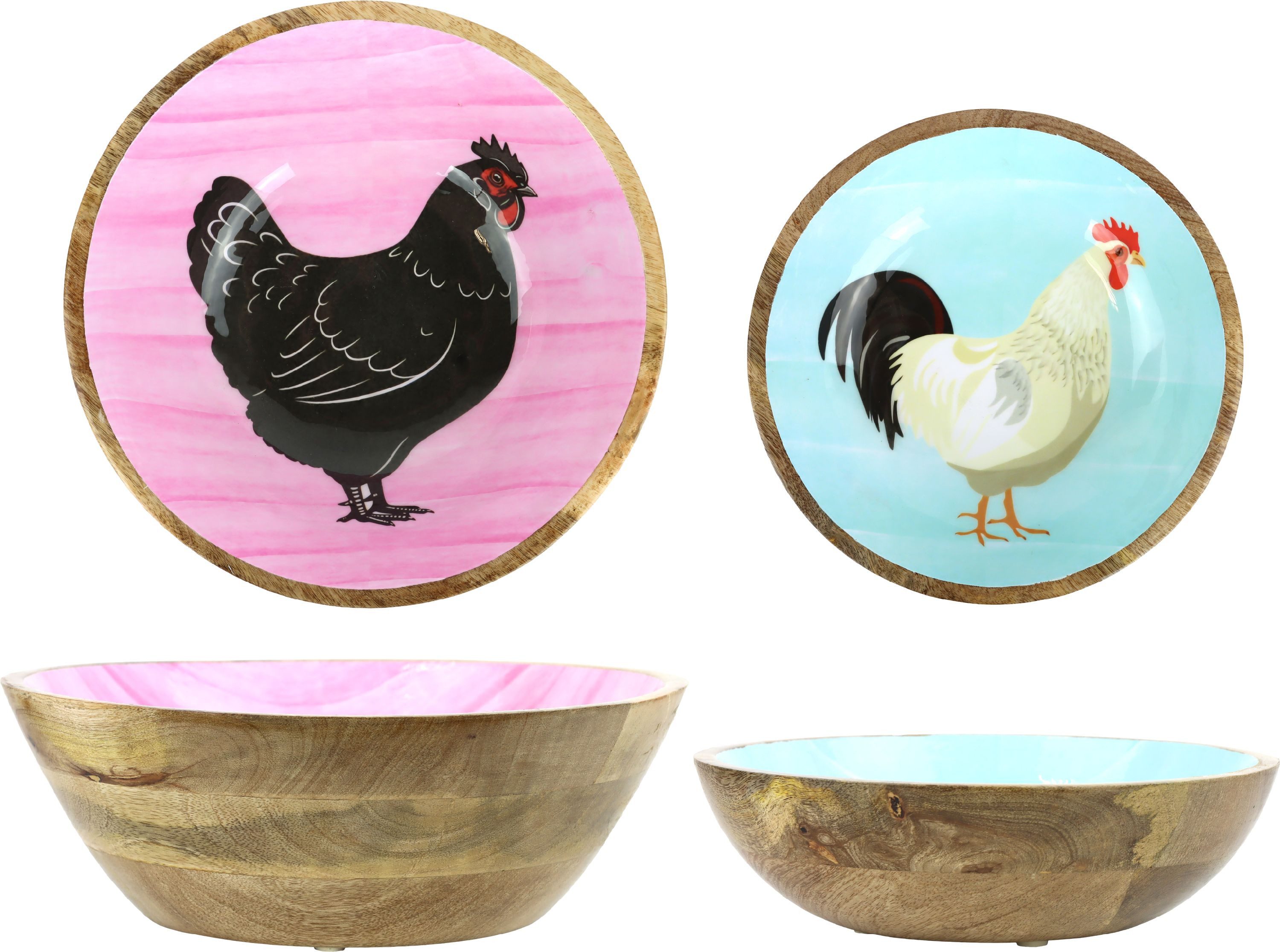 FURNARO Dekoschale (2-tlg. Schalenset), Handbemalt innen mit Tiermotiven