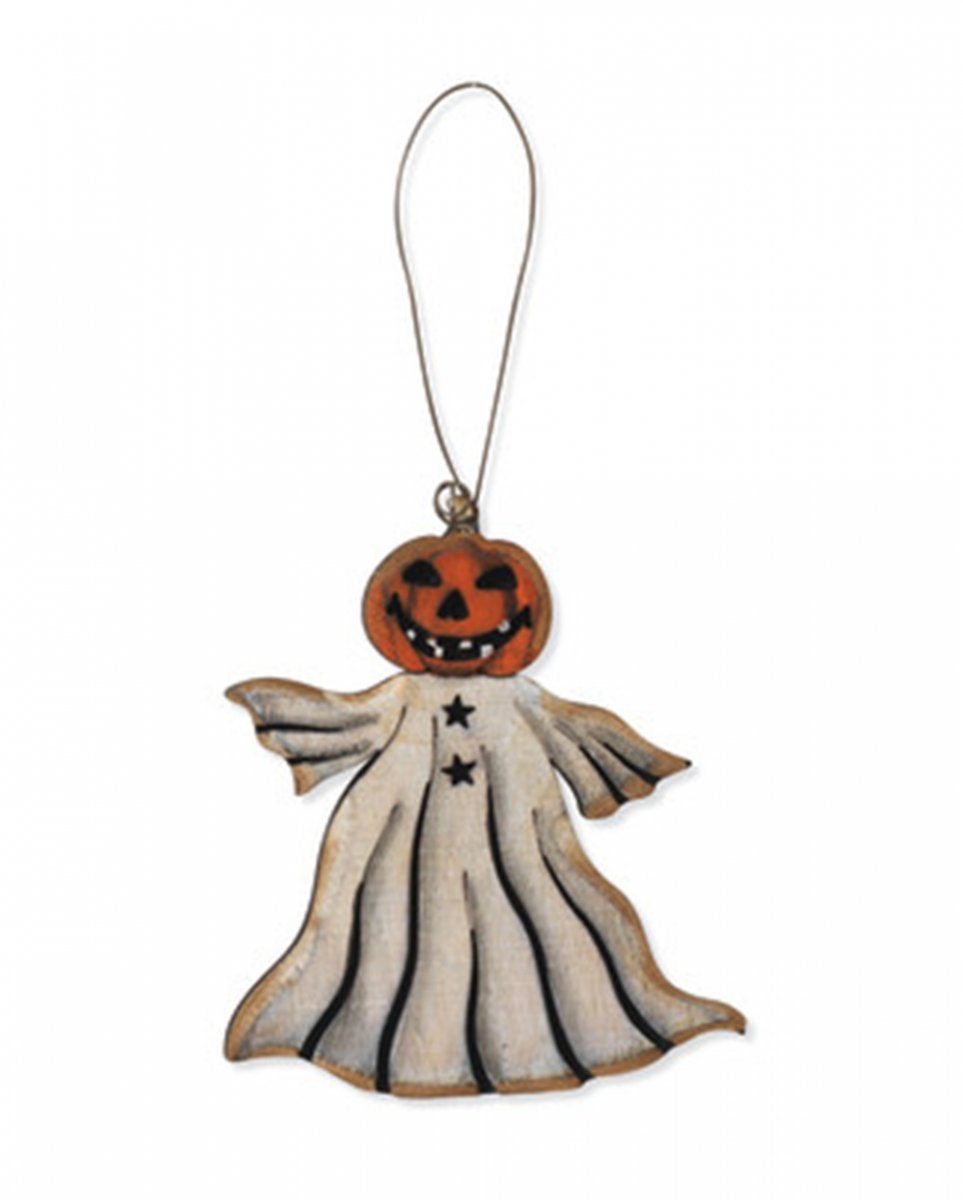 Horror-Shop Dekofigur Halloween Ornament Kürbisgeist Mitbringse als Holz