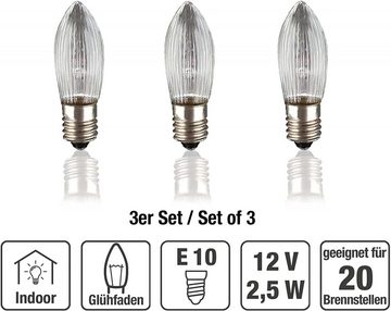 Hellum LED-Leuchtmittel Hellum 3 x Riffelkerze E10 12V 2,5W klar