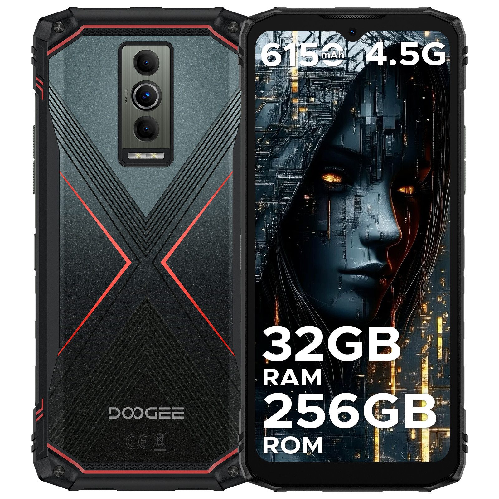 DOOGEE Blade 10 Pro Energy 50MP Android 15 6.6'' Handy Ohne Vertrag Outdoor Smartphone (6.56 Zoll, 256 GB Speicherplatz, 50 MP Kamera, 10,7mm ultradünnes Design,6150 mAh, 18-W-Schnellladefunktion)