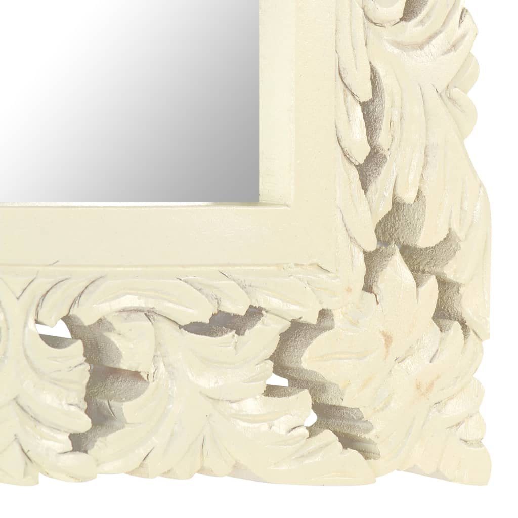 furnicato Wandspiegel cm Mango 50x50 Spiegel Massivholz Handgeschnitzt Weiß