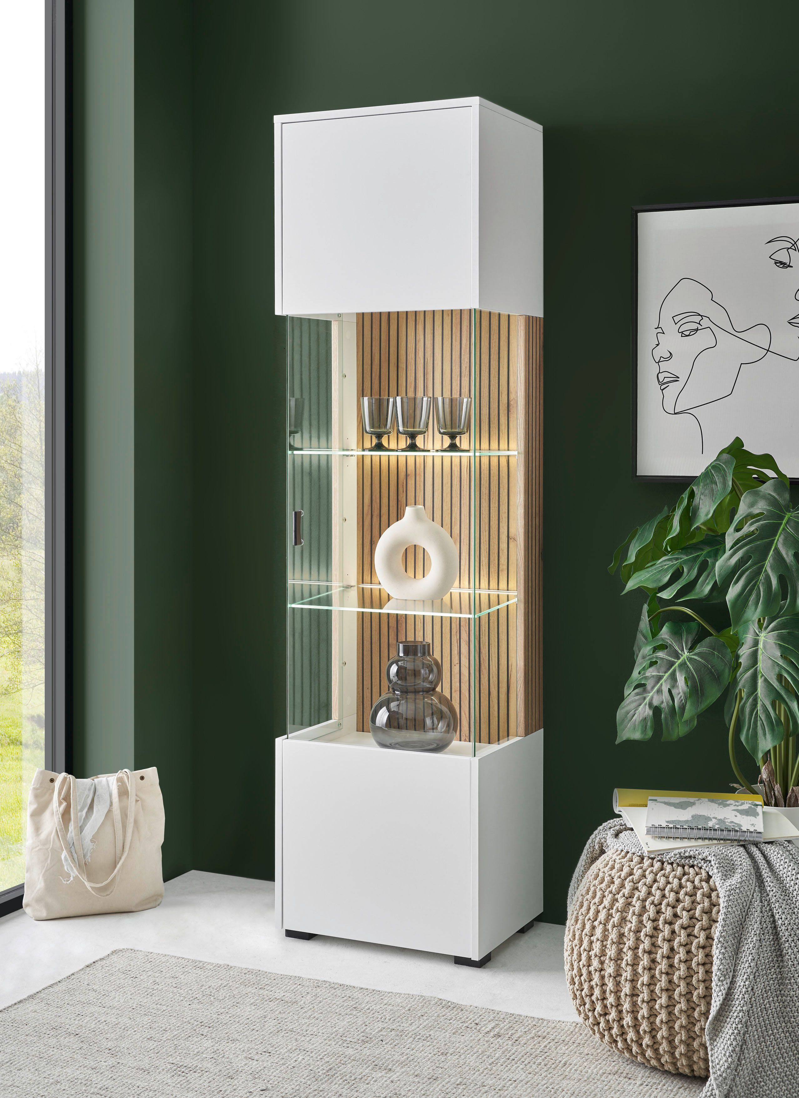 Home affaire Vitrine Hudson in moderner Trendfarbe, Griffe aus Metall (Schwarz), Höhe 180 cm – Bild 3 von 5