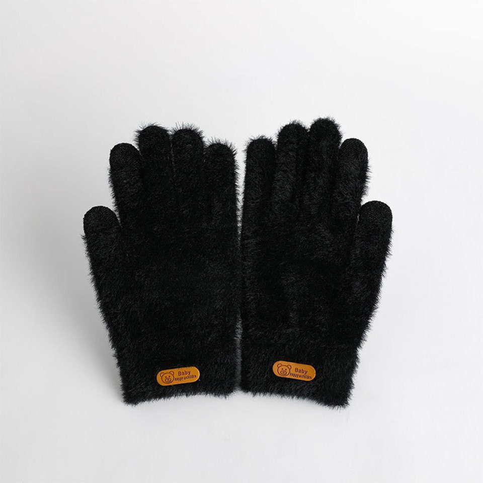 Blusmart Fahrradhandschuhe Winter-Strick-Touchscreen-Handschuhe, Winddicht, Warm, black Dick