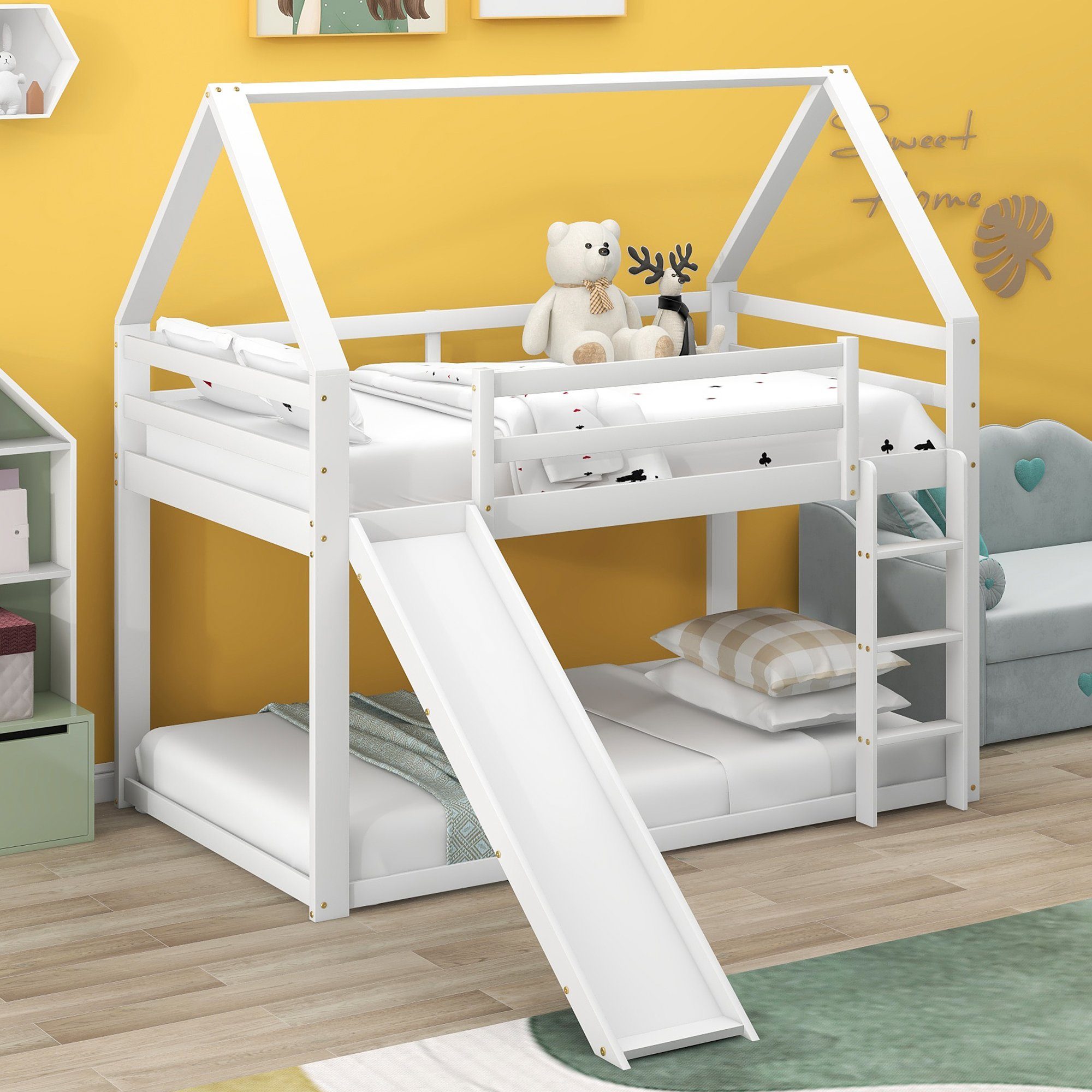 Weiß großes Rutsche Bett 90 und x 200cm Fangqi Leiter, mit Einzelbett Einzel-Etagenbett Kinder