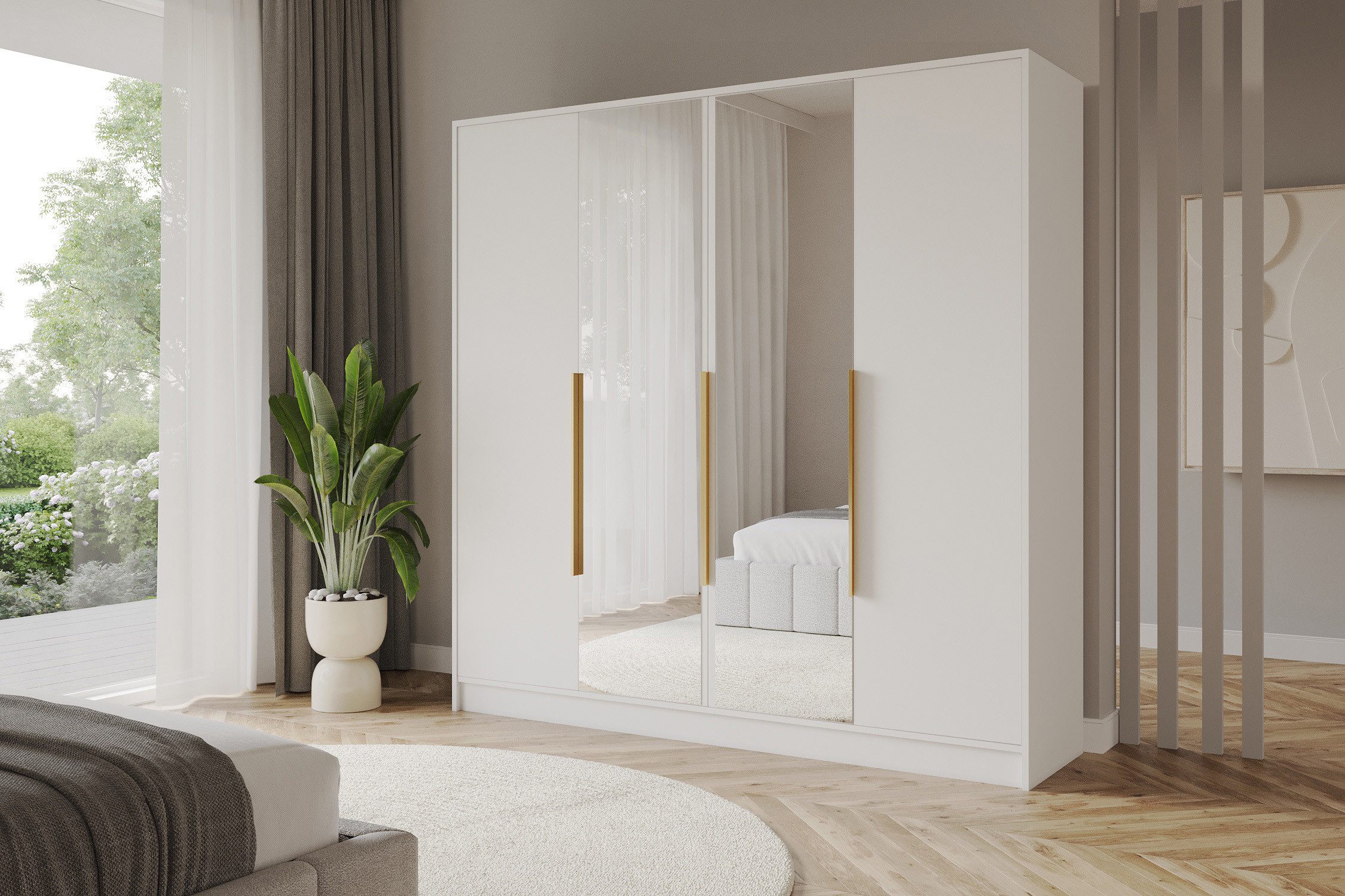 ALTDECOR Drehtürenschrank LESE (Kleiderschrank Garderobenschrank mit viel Stauraum, Moderner Schrank) Vielseitiger Drehtürenschrank mit Spiegeltüren Spiegel Flü – Bild 5 von 5