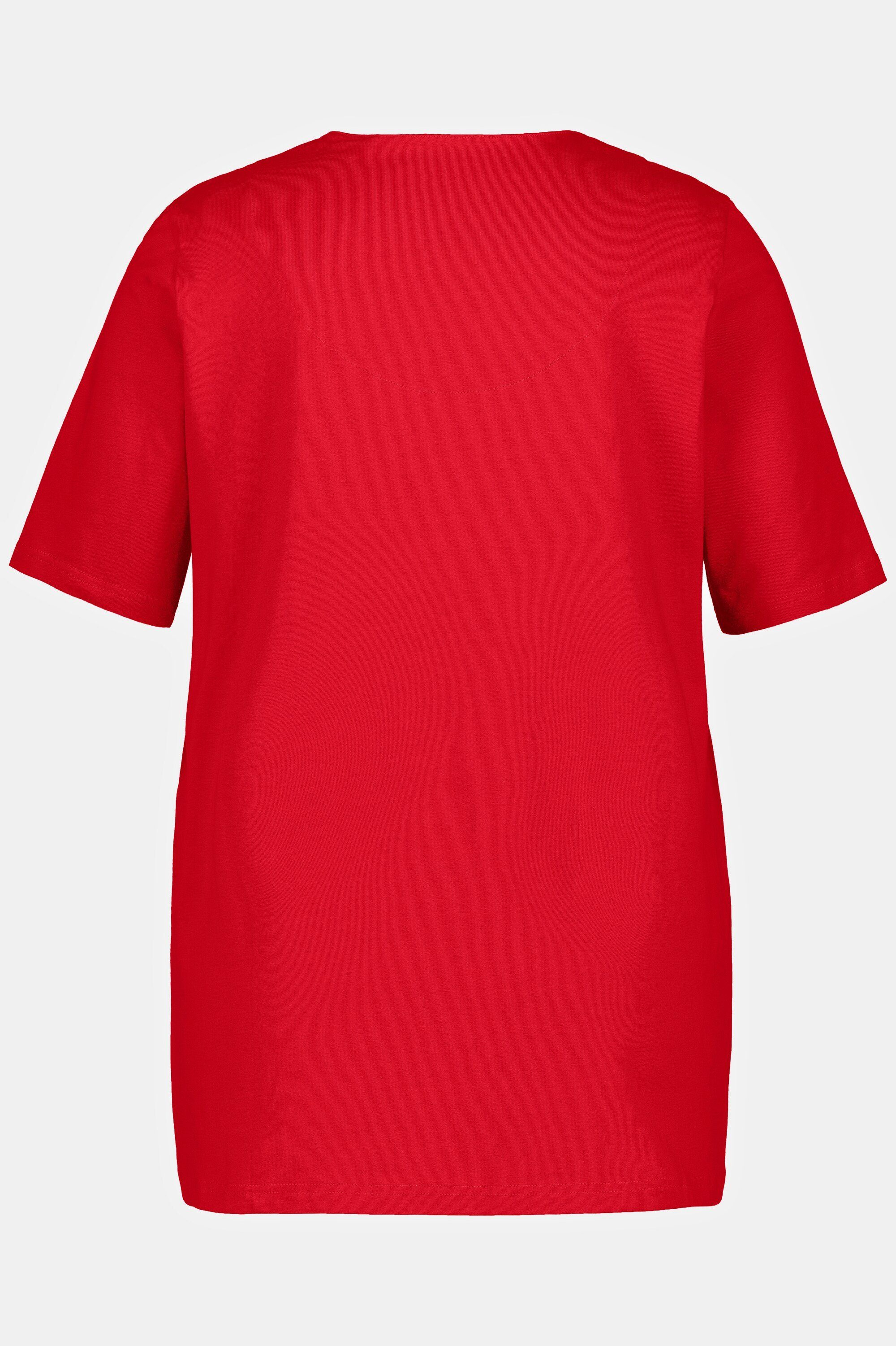 T-Shirt Rundhalsshirt Tunika-Ausschnitt Ulla salsa Halbarm Popken A-Linie