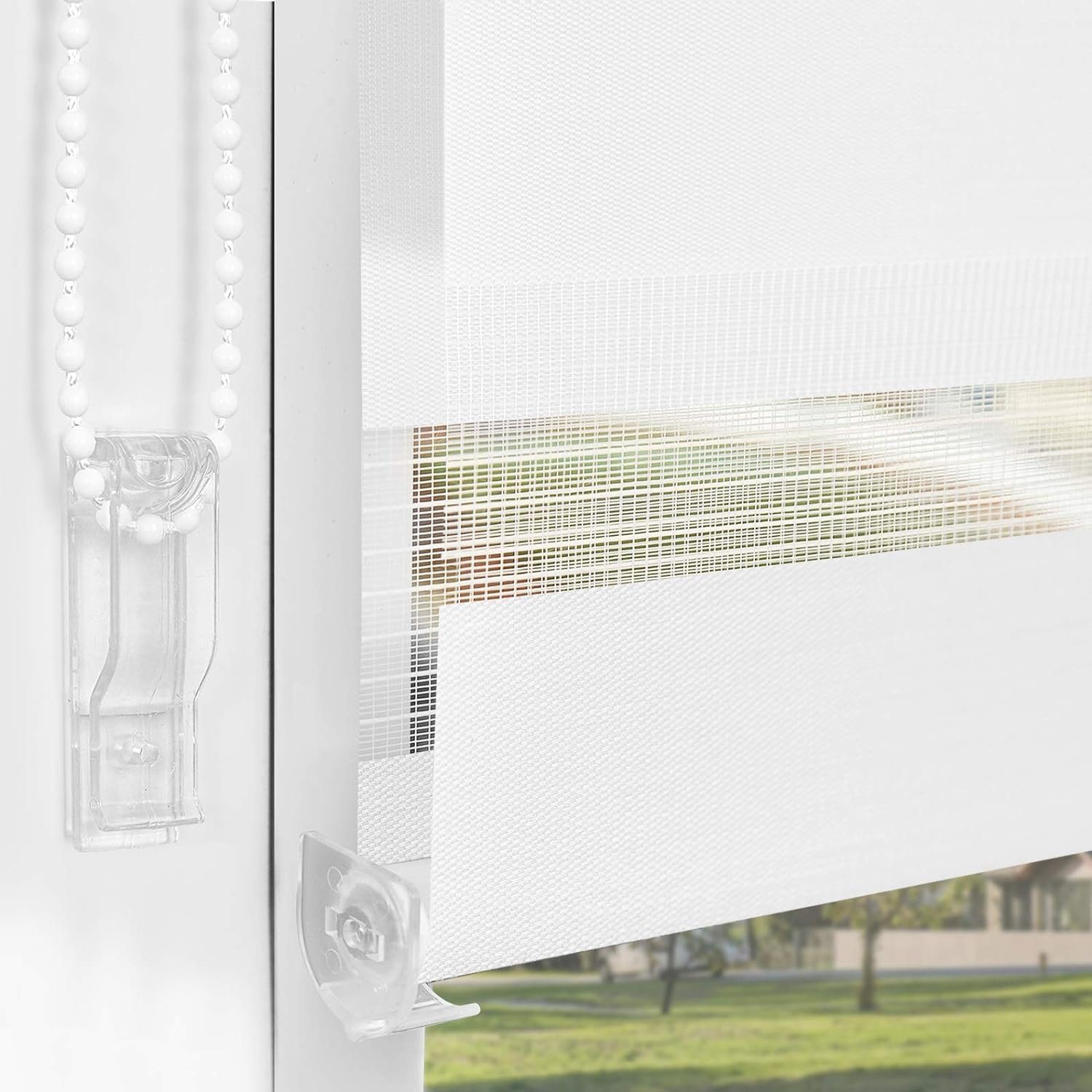 Doppelrollo rollos Ohne Bohren 130cm/150cm, Vkele, freihängend,Blickdicht,Lichtschutz und verspannt, Klemmträger,Klemmfix, rollo für Fesnter und Tür – Bild 4 von 5