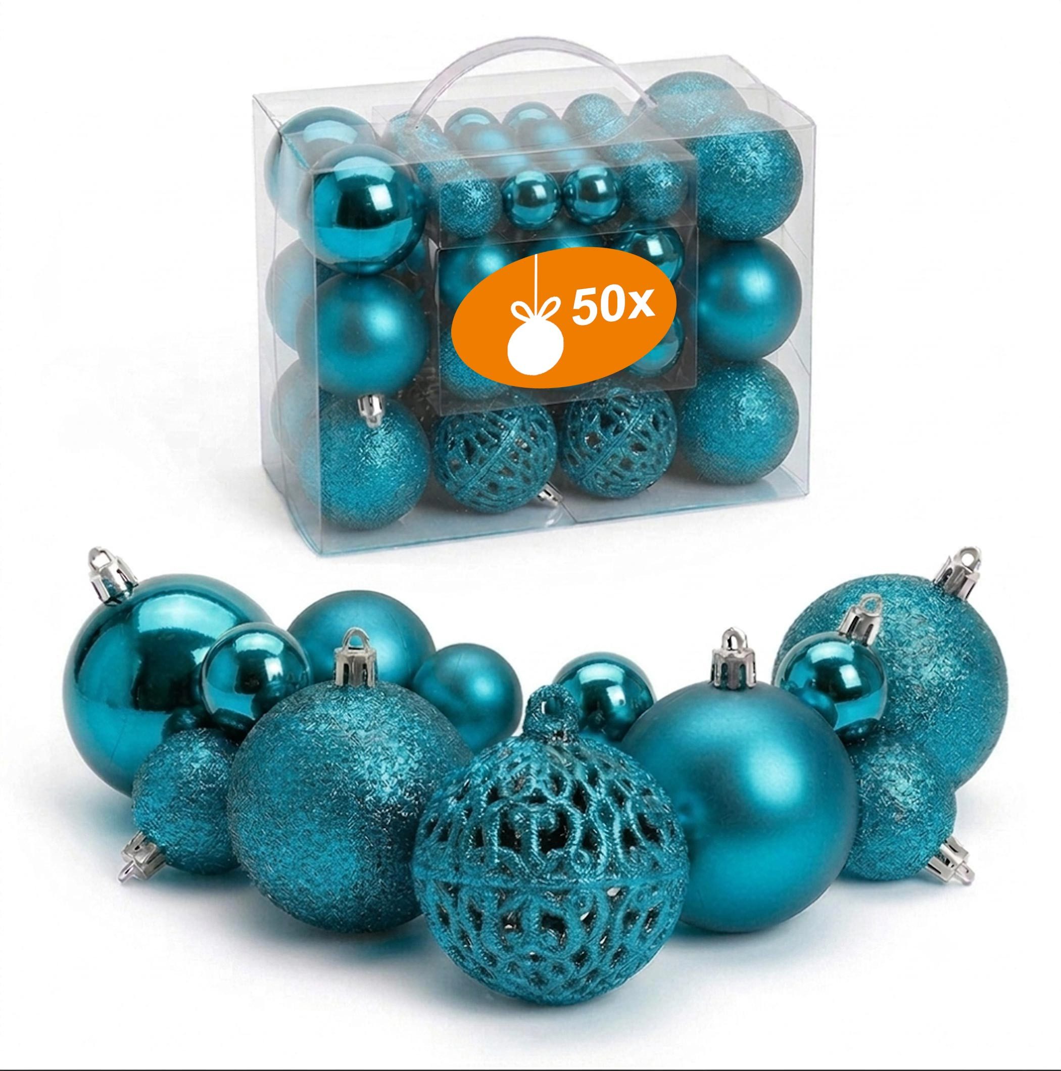 Spetebo Weihnachtsbaumkugel Kunststoff Christbaumkugel Set bruchsicher (50 St), inklusive Metall Haken