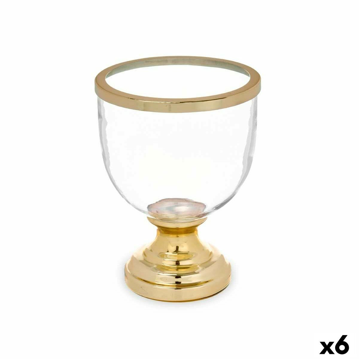 Gift Decor Windlicht Kerzenschale Glas Gold Stahl 17,3 x 23,5 x 17,3 cm 6 Stück