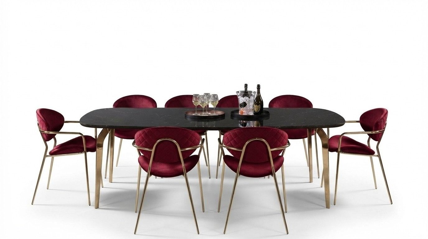 Xlmoebel Esstisch Eleganter Esstisch aus Marmor und Edelstahl im italienischen Design (1-St., Esstisch), Hergestellt in Europa