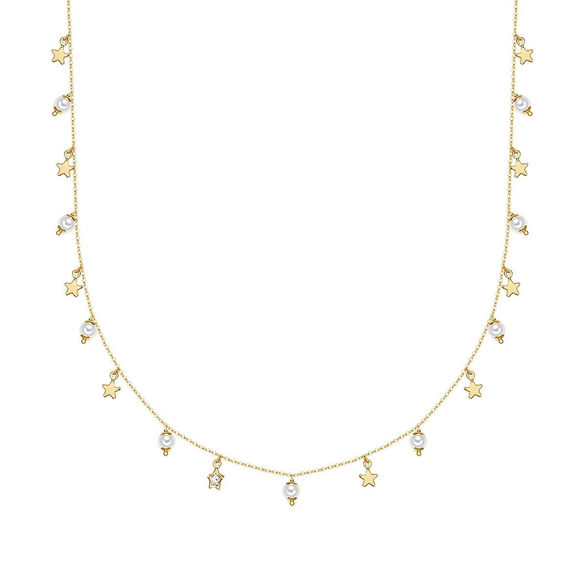 Lulu & Jane Perlenkette Stern gelbgold, mit Stern günstig online kaufen