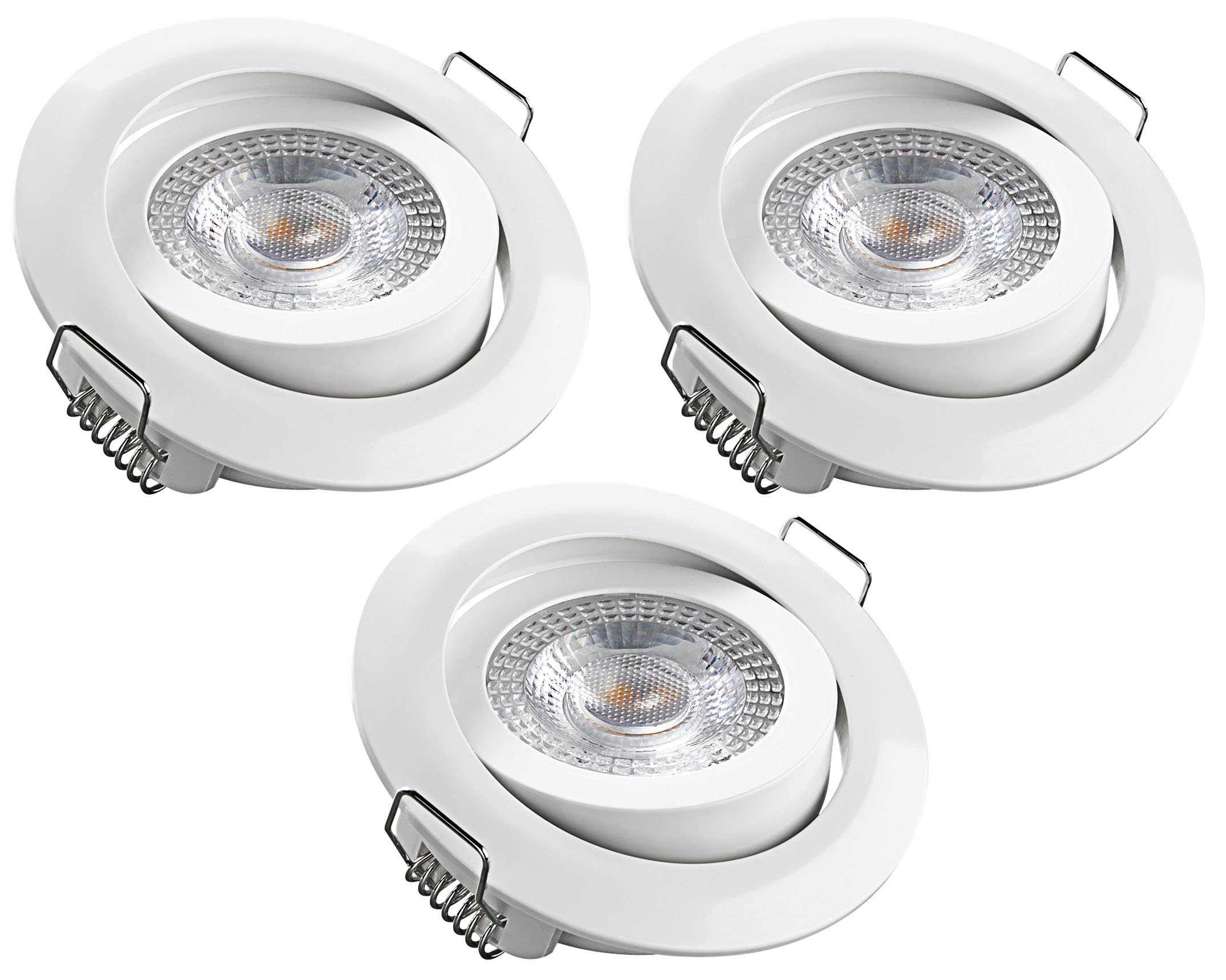 HEITRONIC LED Einbaustrahler DL7202, Dimmfunktion, LED fest integriert, Warmweiß, Einbauleuchte, Downlight, schwenkbar | Strahler