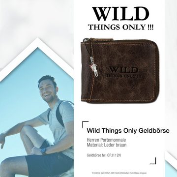 Wild Things Only !!! Geldbörse Wild Things Only RFID Schutz Brieftasche (Portemonnaie, Portemonnaie), Herren Portemonnaie Echtleder Größe ca. 12cm, braun