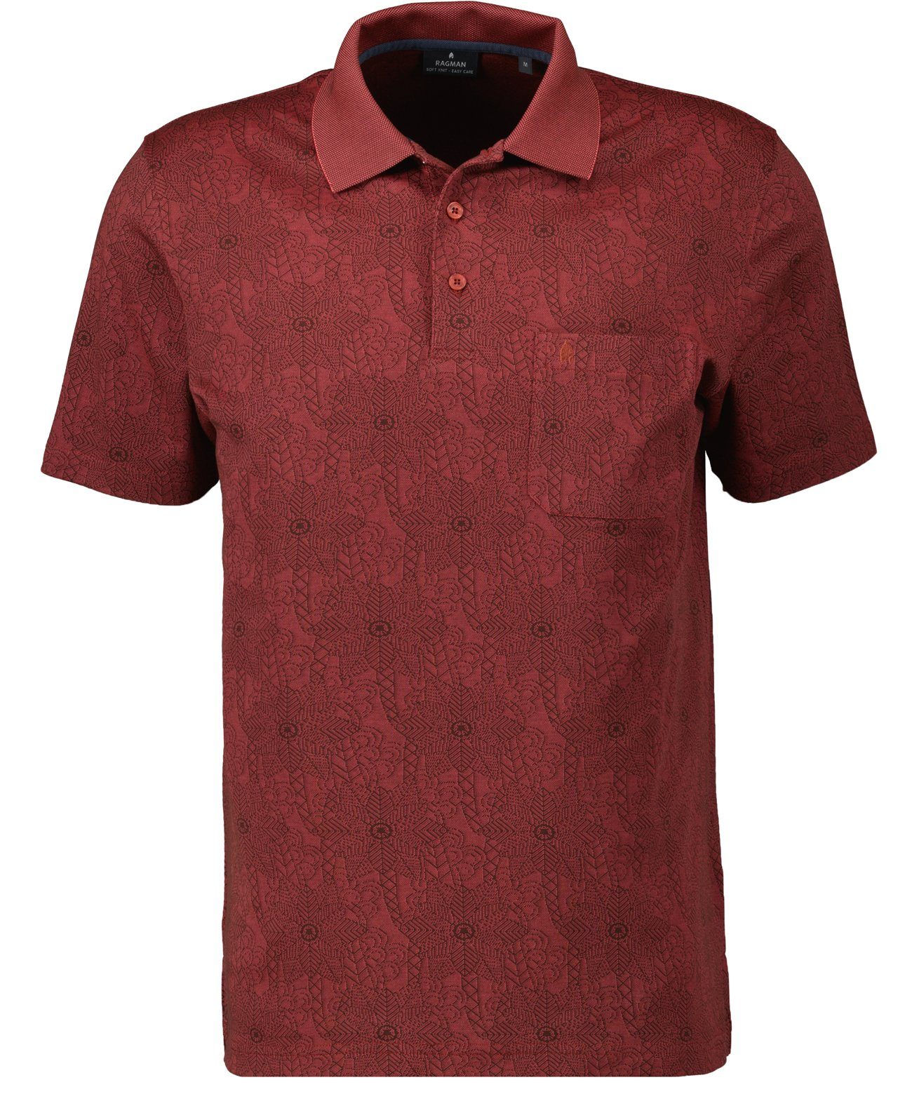 RAGMAN Poloshirt Softknit-Polo Jacquard mit Brusttasche koralle | Poloshirts