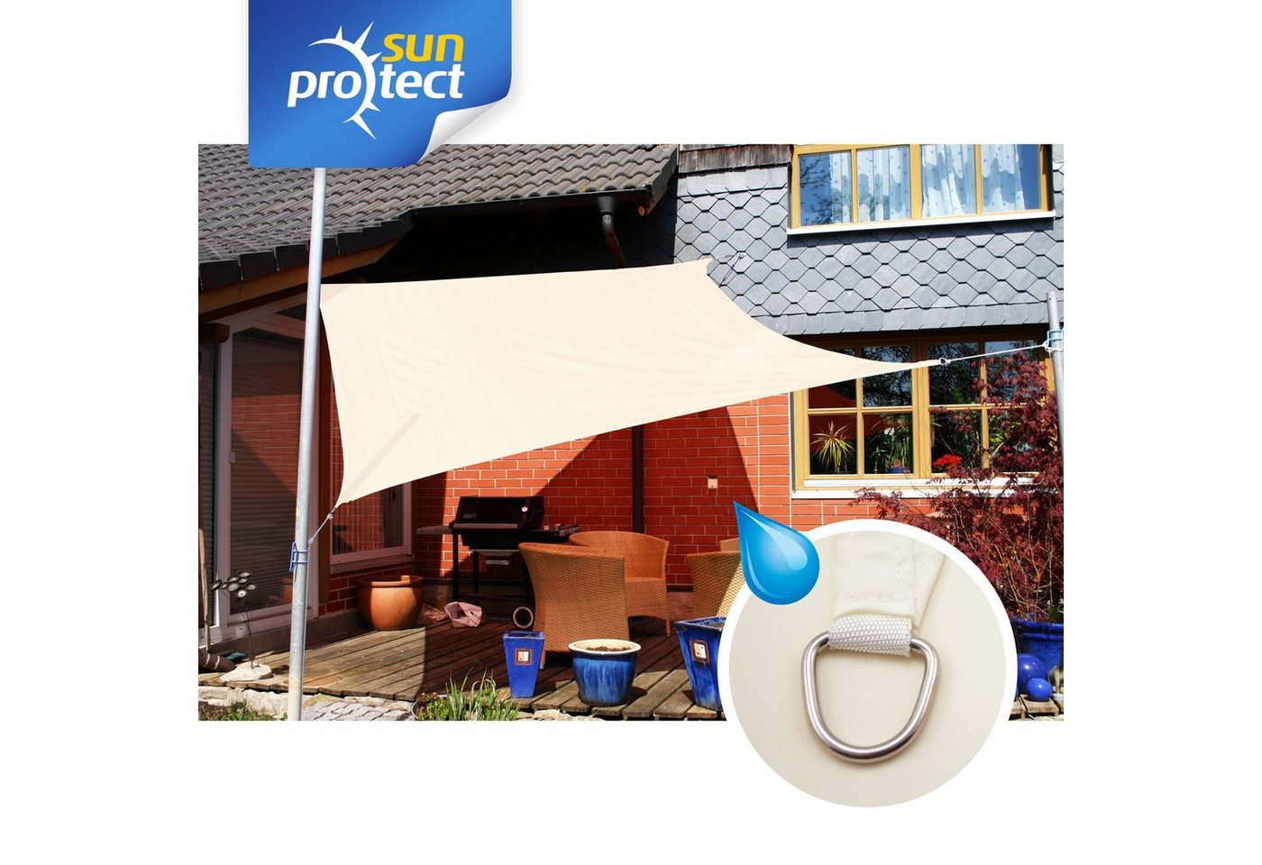 Thumbnail - sunprotect Sonnensegel 3 x 3 m Quadrat, ideal für Garten, Balkon & Terrasse
