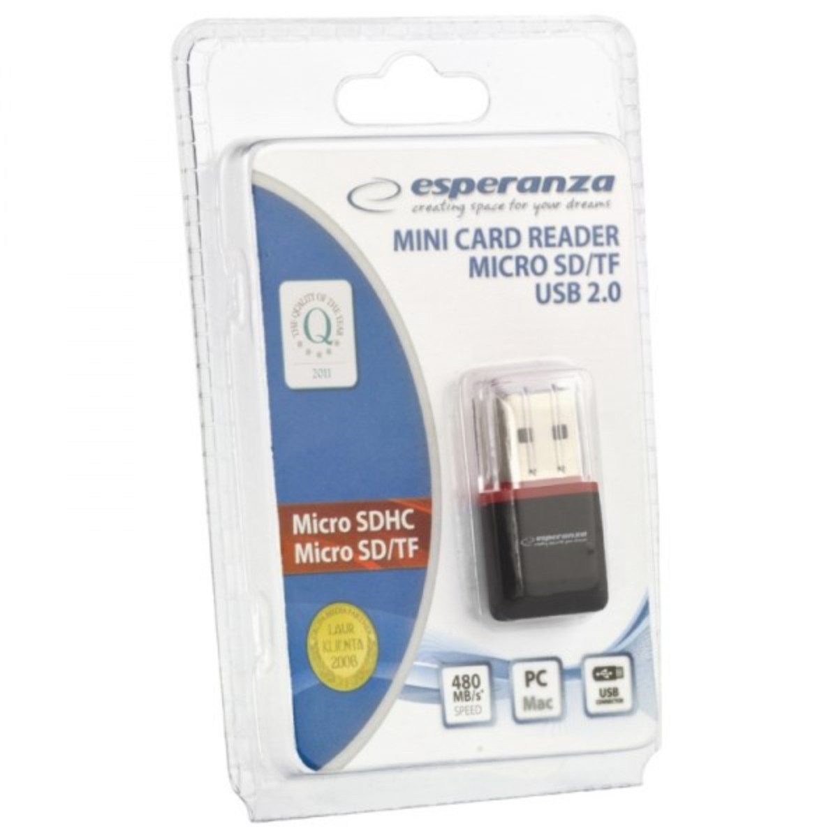 Esperanza Speicherkartenleser EA134K, USB 2.0 Kartenleser für microSD