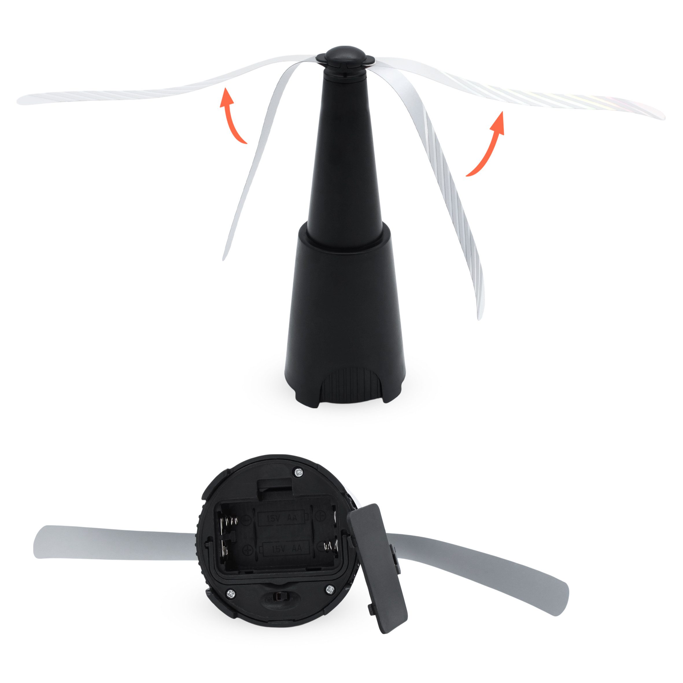 Spetebo Fliegenwedler Fliegenwedler schwarz - 26 cm - Insekten Abwehr, Stück 1-tlg., Insektenvertreiber, Insekten Abwehr Ventilator Batterie betrieben