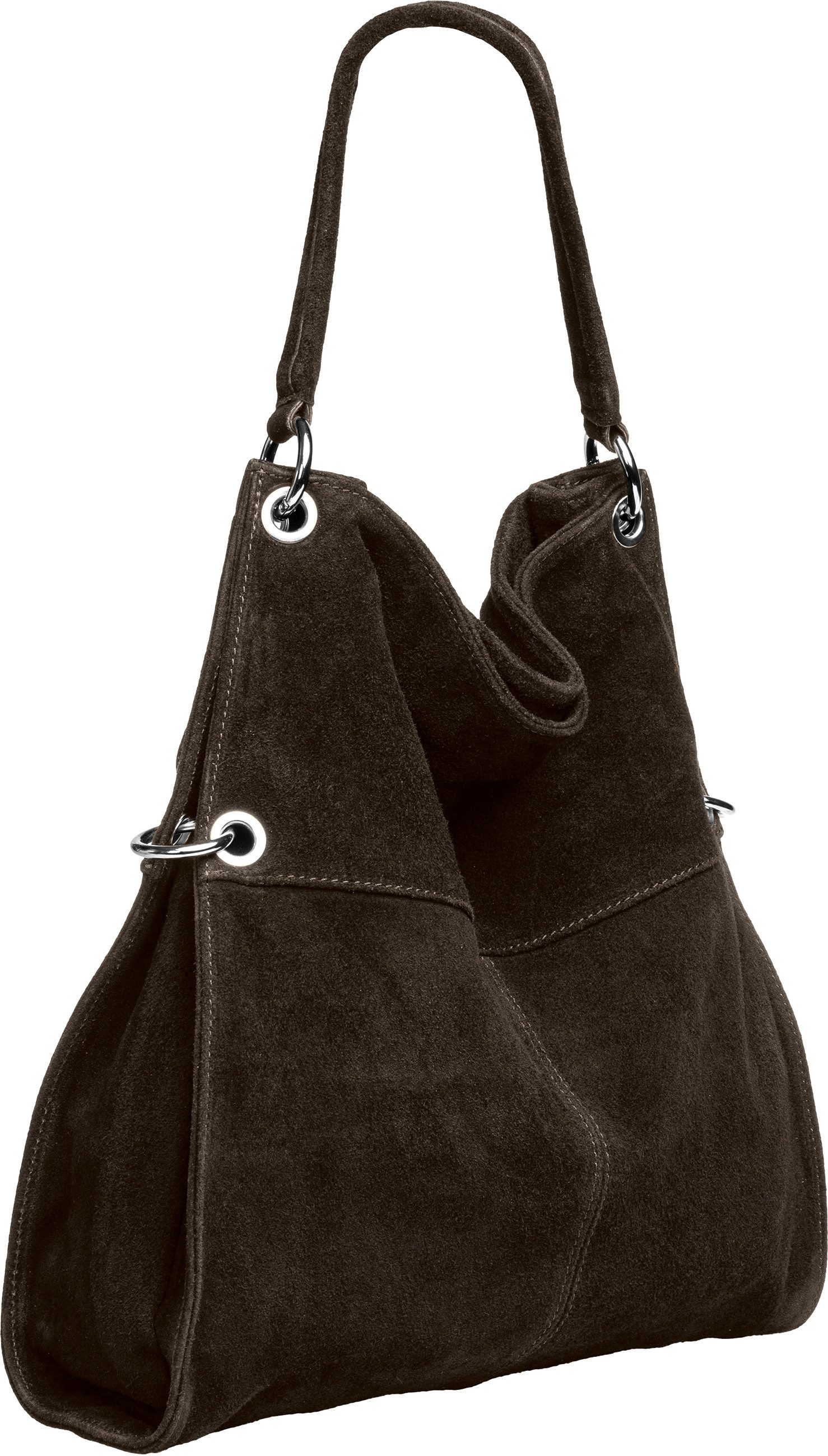 Caspar Schultertasche Große Vintage Damen Leder Handtasche - PREMIUM LINE - Modell No.805, samtig weich, angenehmer Tragekomfort - 100% Wildleder - Made in Ital – Bild 4 von 5