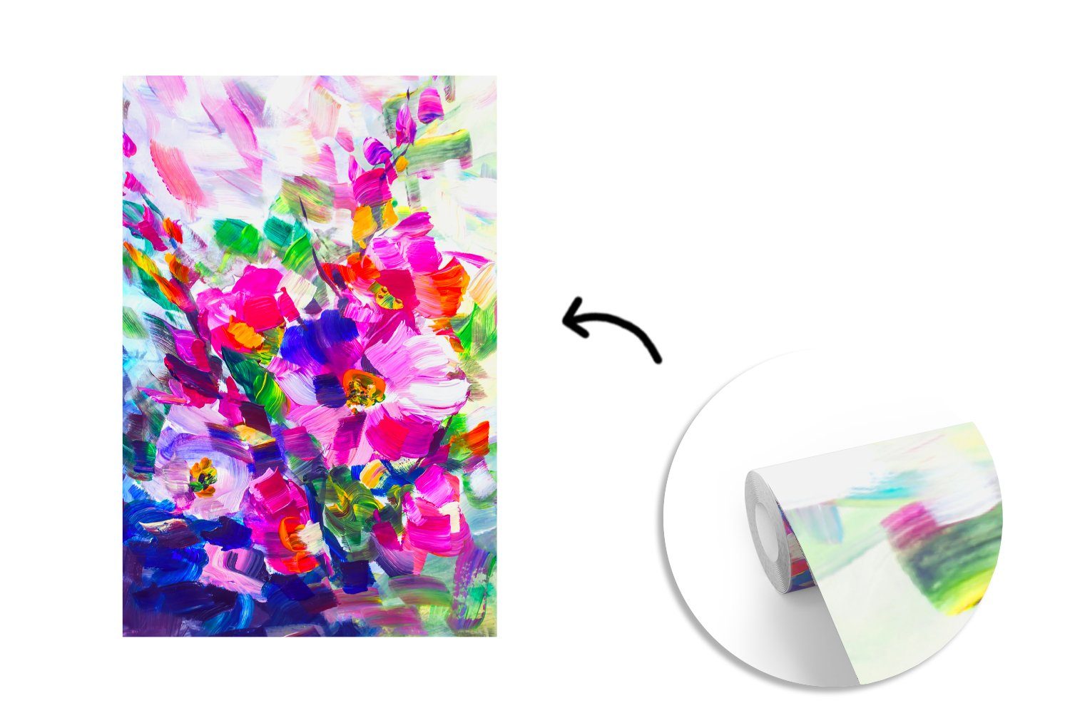 MuchoWow Fototapete Impressionismus - St), Matt, - Montagefertig Wandtapete Ölmalerei (3 Vinyl Tapete Wohnzimmer, für Farben, bedruckt