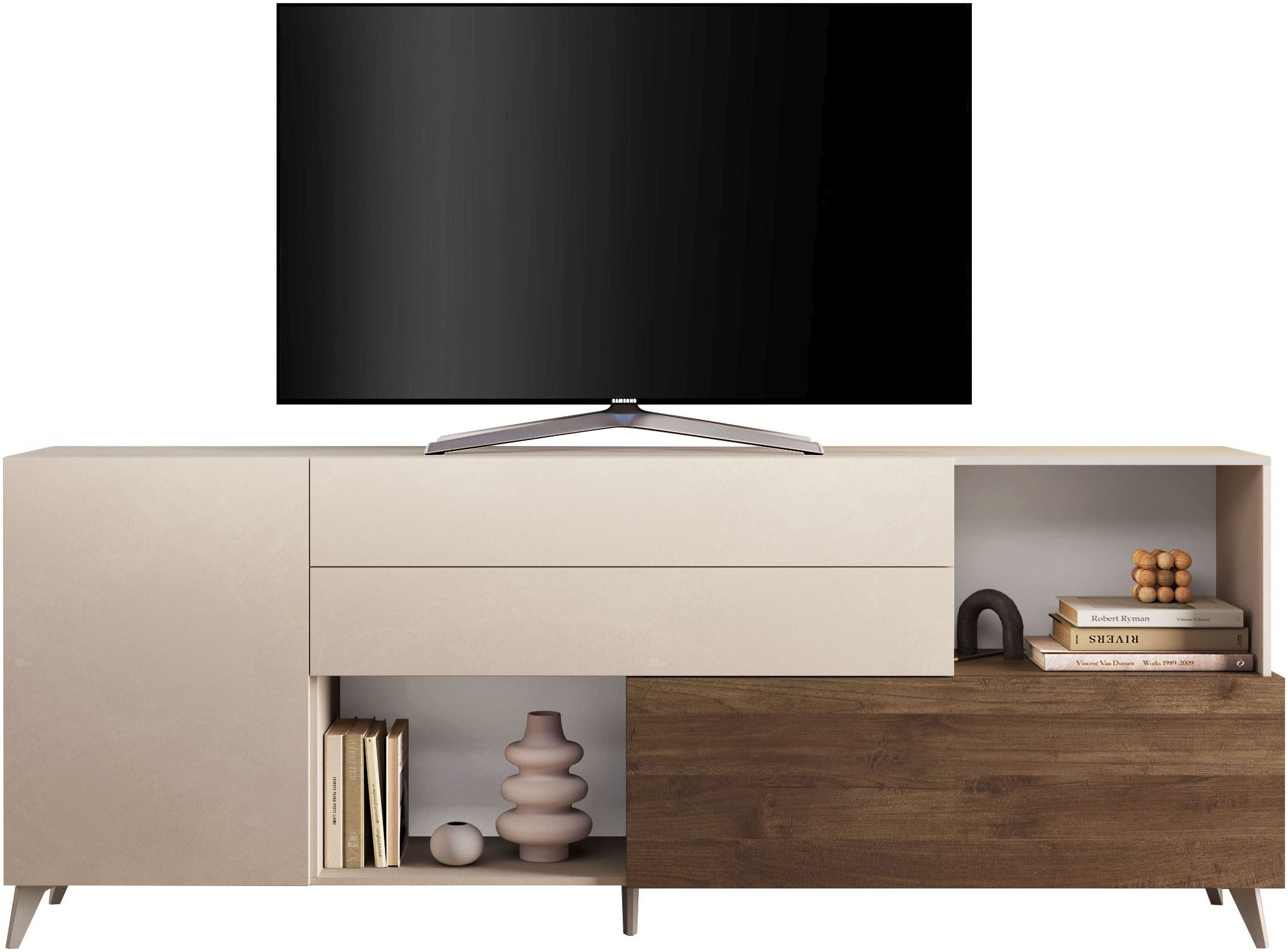 Home affaire Sideboard Monaco in Breite 241 cm, Anrichte mit Tür, Klappe und 2 Schubkästen, Stauraumschrank – sanftes Schließen, edles Design, viel Platz