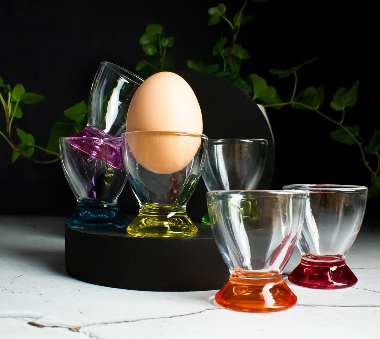 Sendez Eierbecher 6 bunte Eierbecher aus Glas Eierständer Eierhalter Glaseierbecher