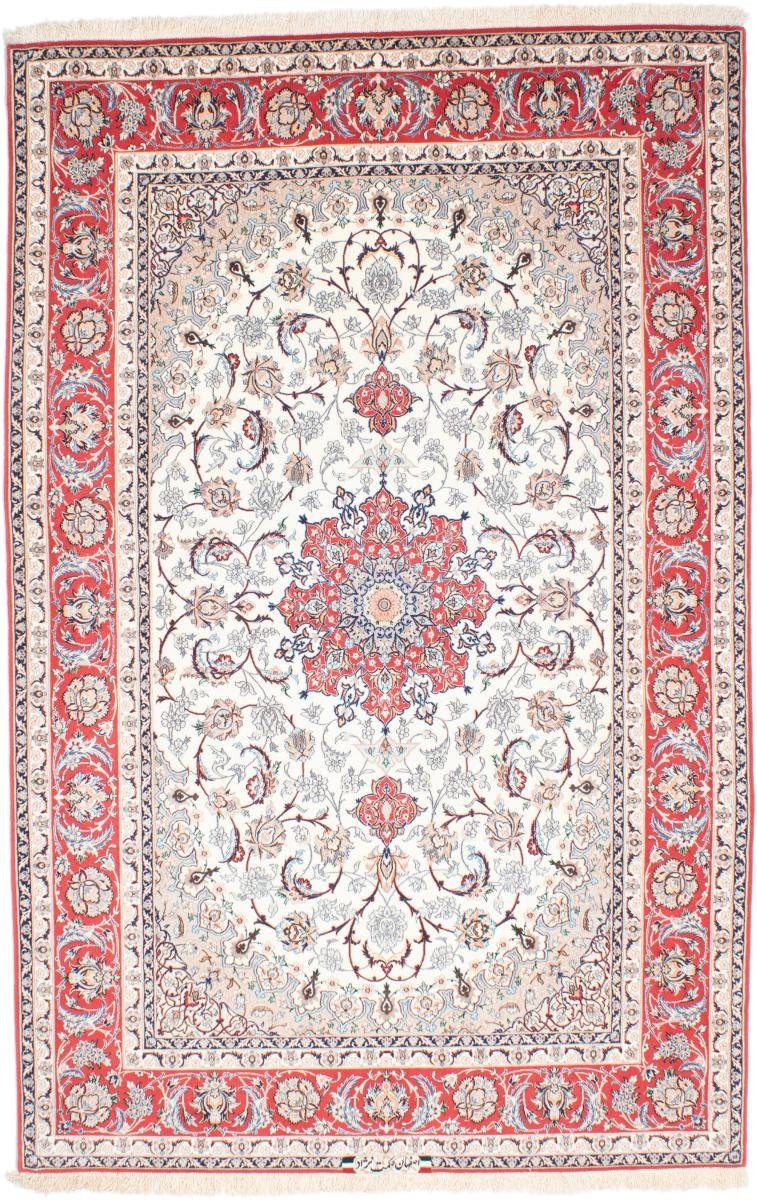 Orientteppich Isfahan Seidenkette 157x244 Handgeknüpfter Orientteppich, Nain Trading, rechteckig, Höhe: 6 mm