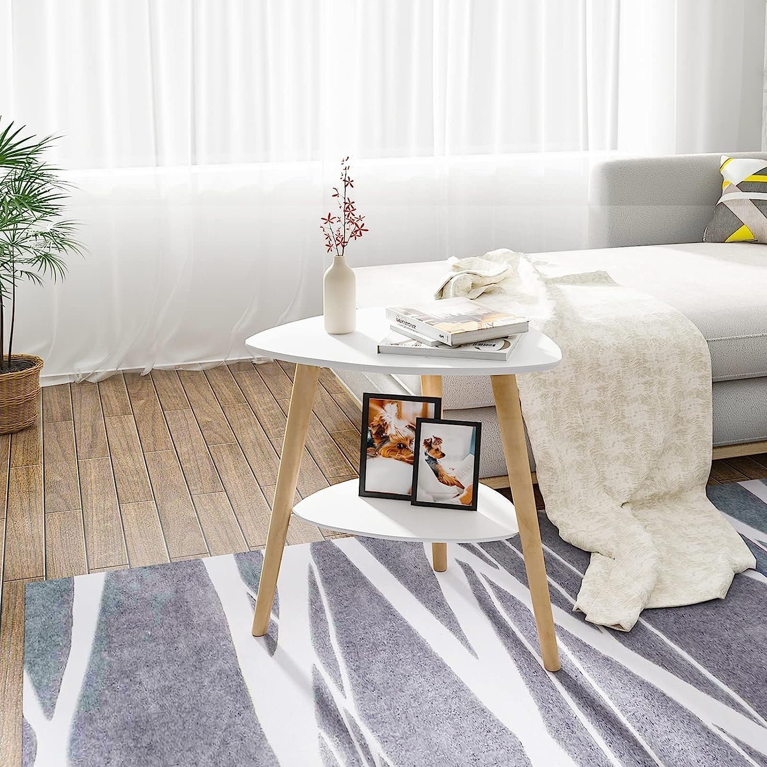 EUGAD Beistelltisch (1-St), Couchtisch Nachttisch mit 2 Ablagen, Holzbeinen günstig online kaufen