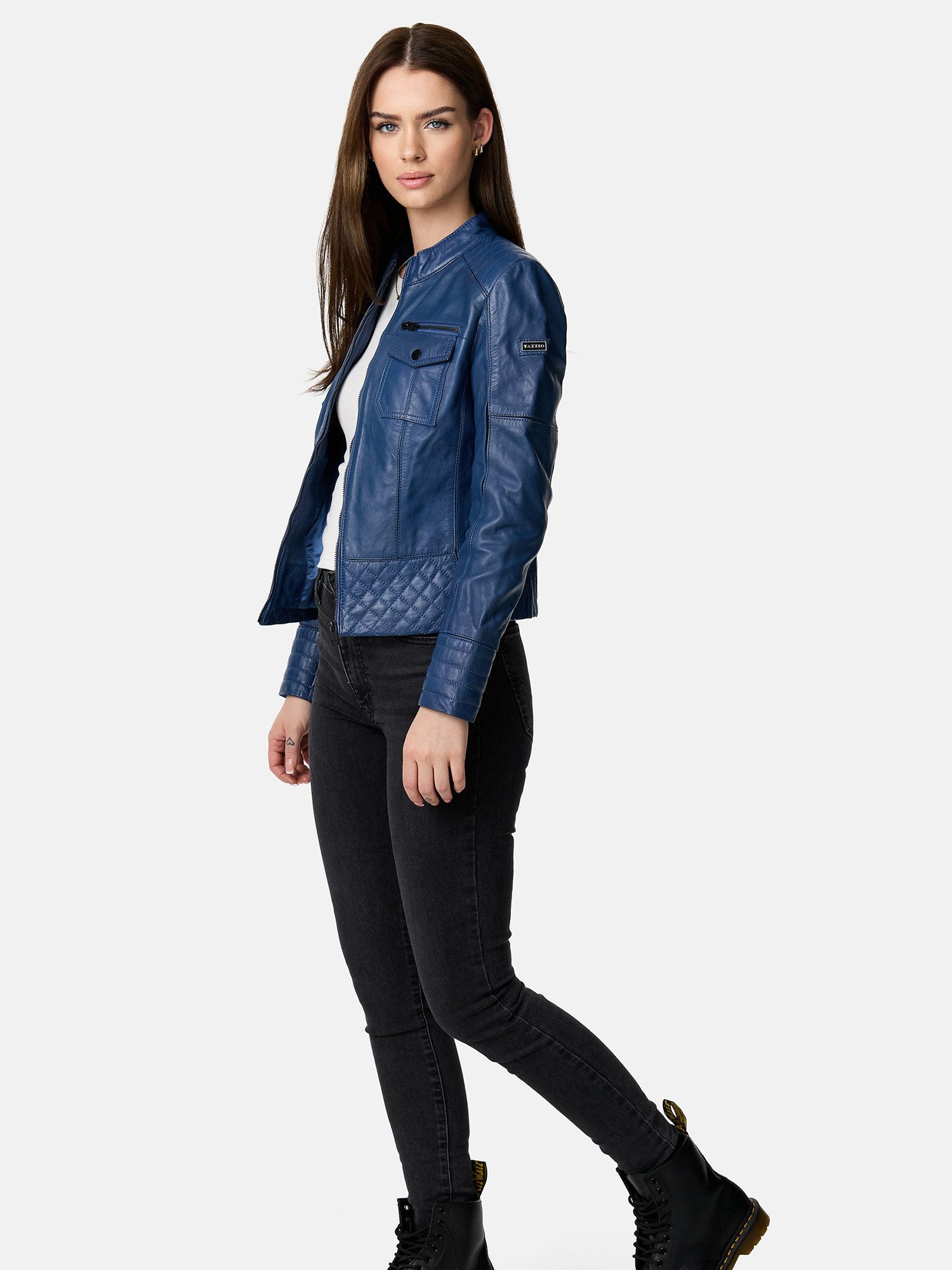 Tazzio Lederjacke F524 moderne & zeitlose Damen Jacke im Biker Look – Bild 2 von 5