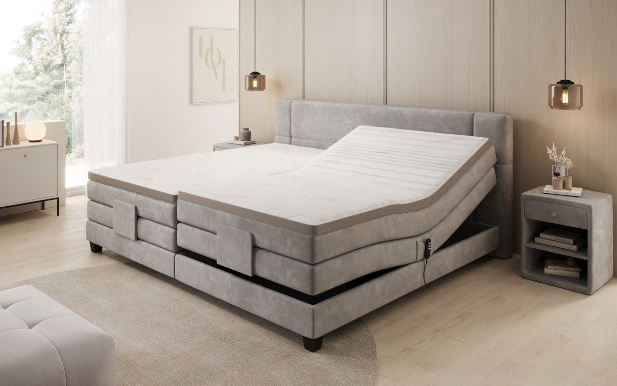 Luxusbetten24 Boxspringbett Familien Boxspringbett Noela in Samt, elektrisch verstellbar