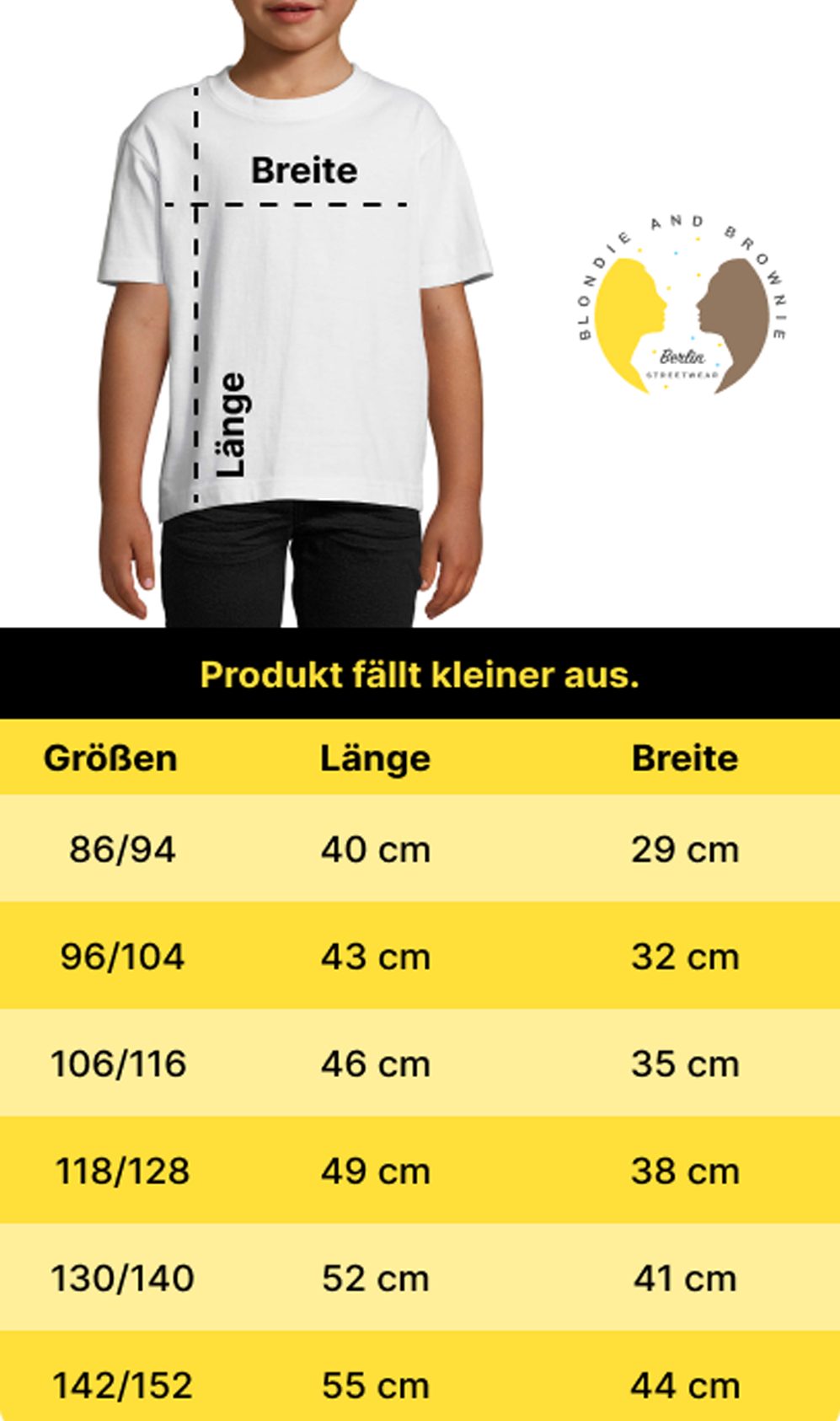 Sport Trikot EM Meister & Blondie T-Shirt Deutschland Kinder Fußball Germany Gold/Schwarz Brownie