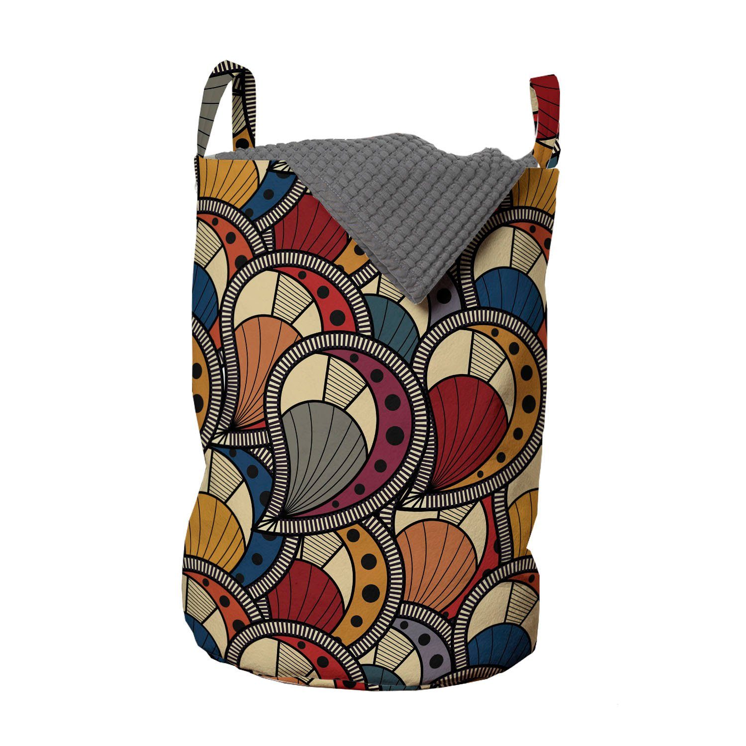 Abakuhaus Wäschesäckchen Wäschekorb mit Griffen Kordelzugverschluss für Waschsalons, afrikanisch Abstrakte Paisley Motive